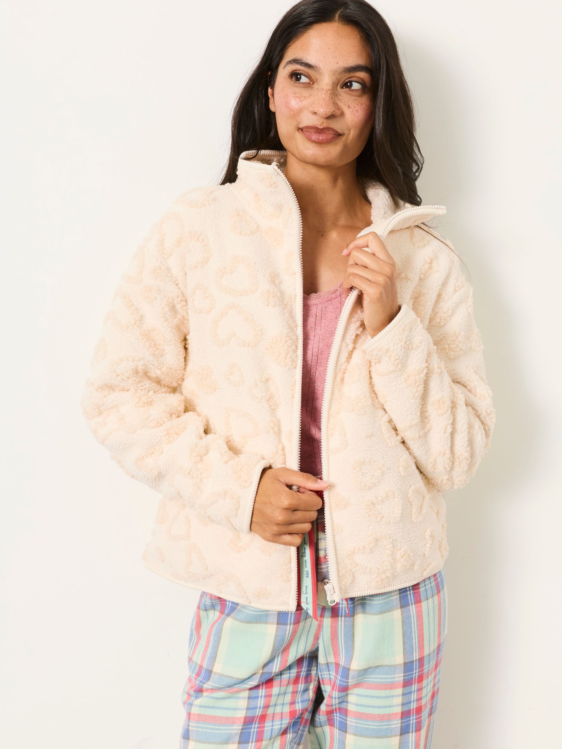 Ivory Abstract Heart Fleece - Image 1 of 6