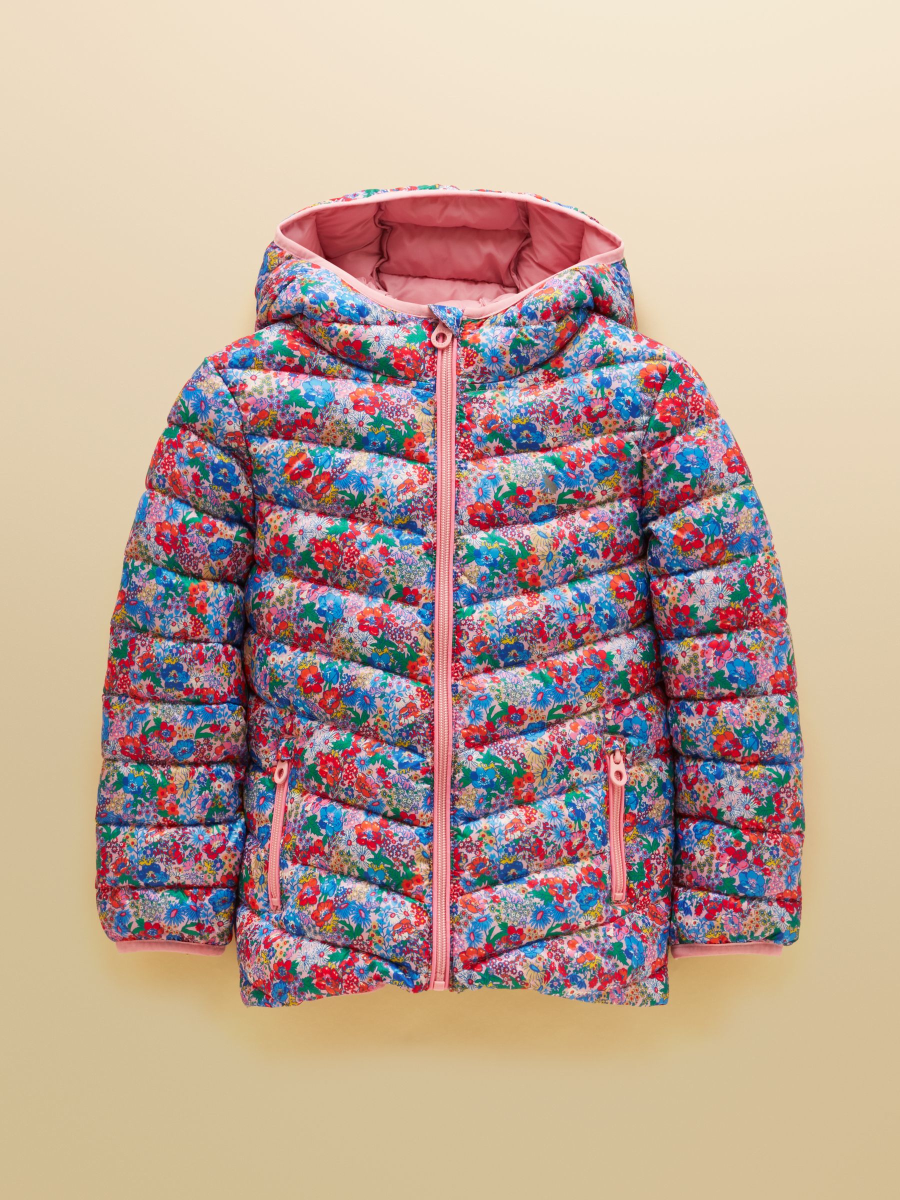 Kids' Cairn Pink Ditsy Showerproof Padded Coat with Hood - Image 1 of 4 Kids' Cairn Pink Ditsy Showerproof Padded Coat with Hood - Image 1 of 4