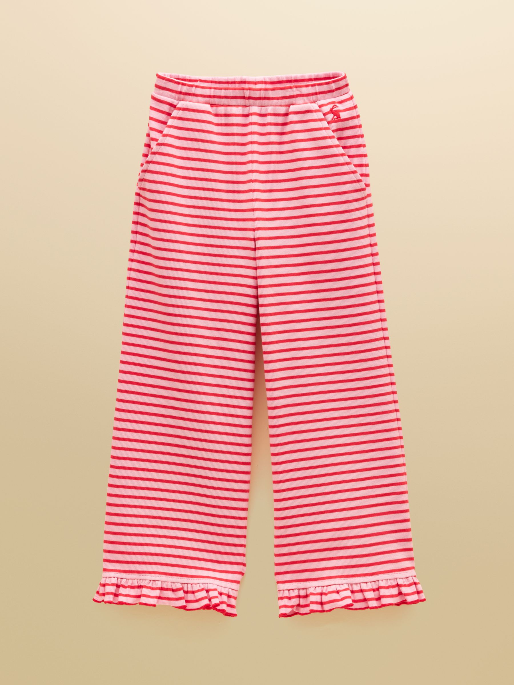 Girls' Sophie Red & Pink Rib Frill Trousers - Image 1 of 4