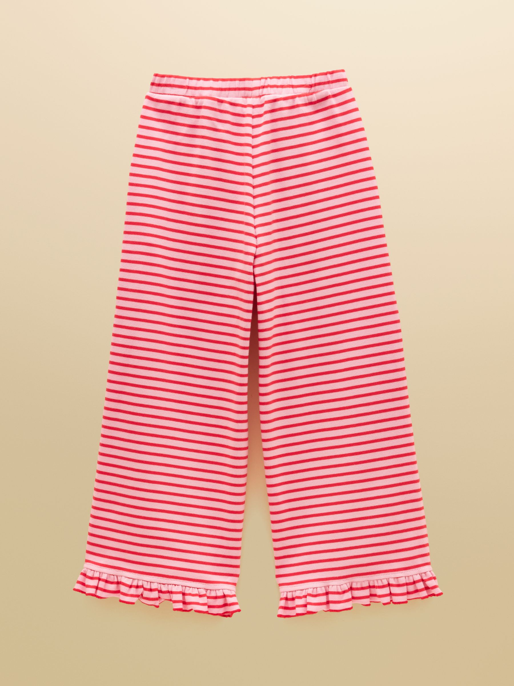 Girls' Sophie Red & Pink Rib Frill Trousers - Image 2 of 4