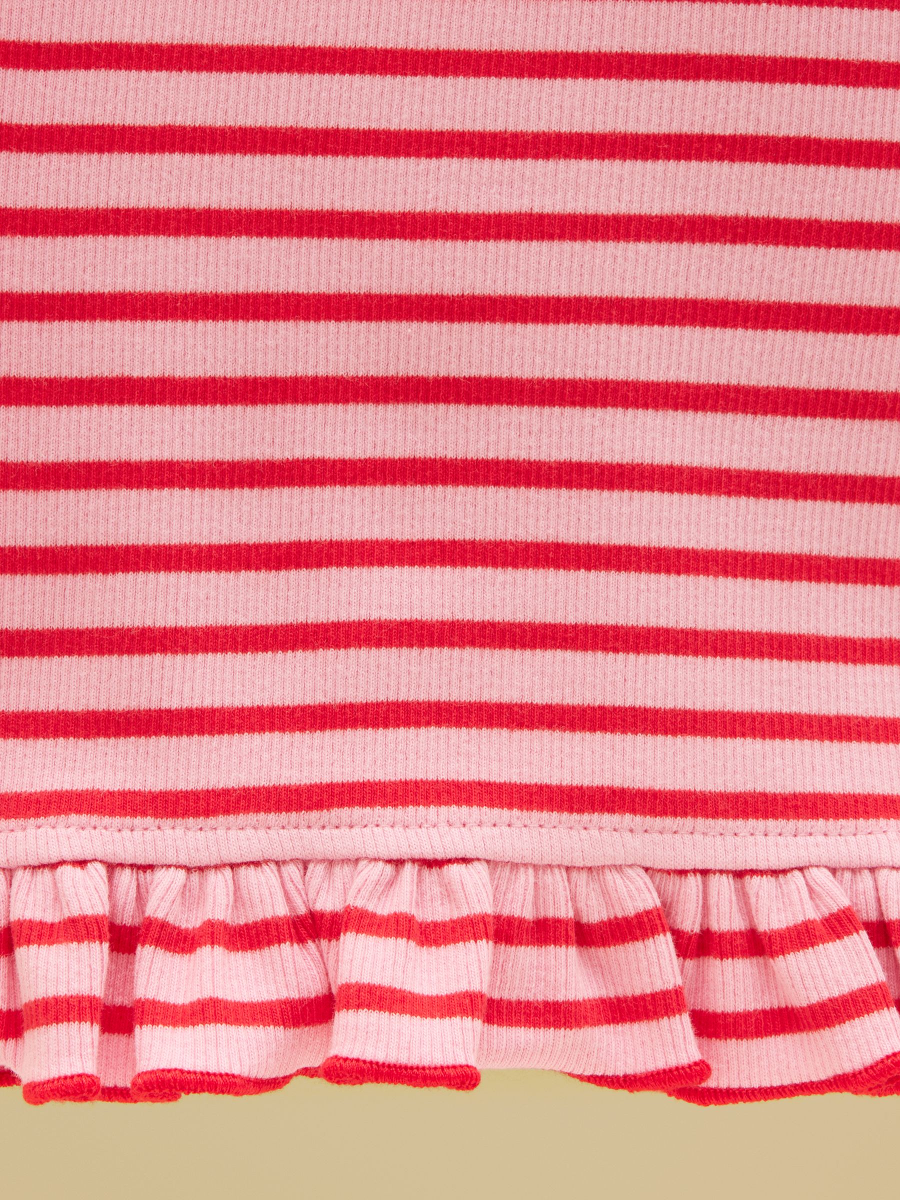 Girls' Sophie Red & Pink Rib Frill Trousers - Image 3 of 4
