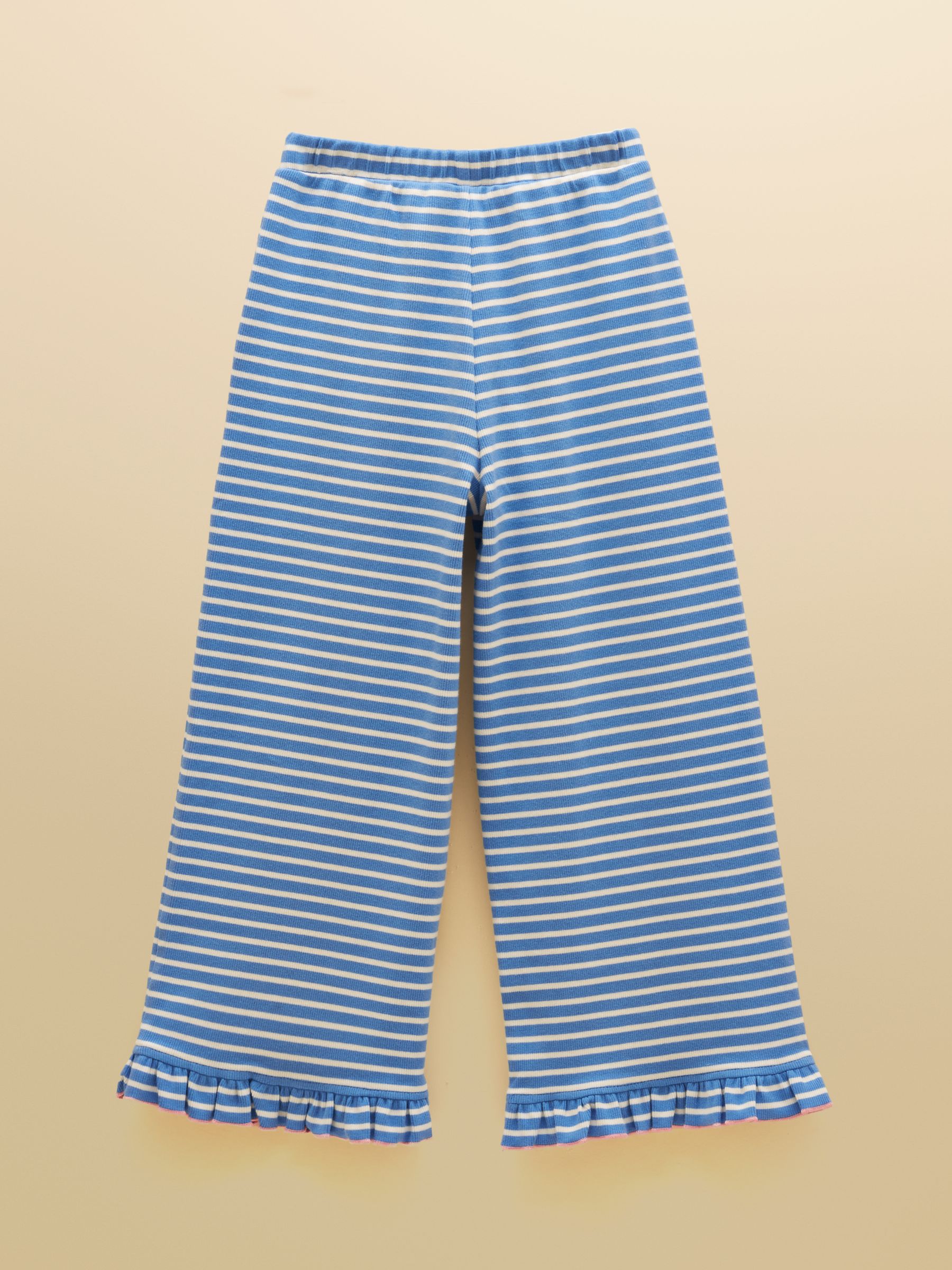 Girls' Sophie Blue & White Rib Frill Trousers - Image 2 of 4 Girls' Sophie Blue & White Rib Frill Trousers - Image 2 of 4