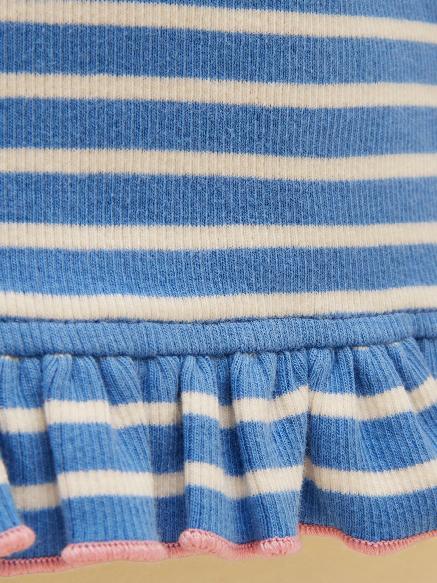 Girls' Sophie Blue & White Rib Frill Trousers - Image 3 of 4