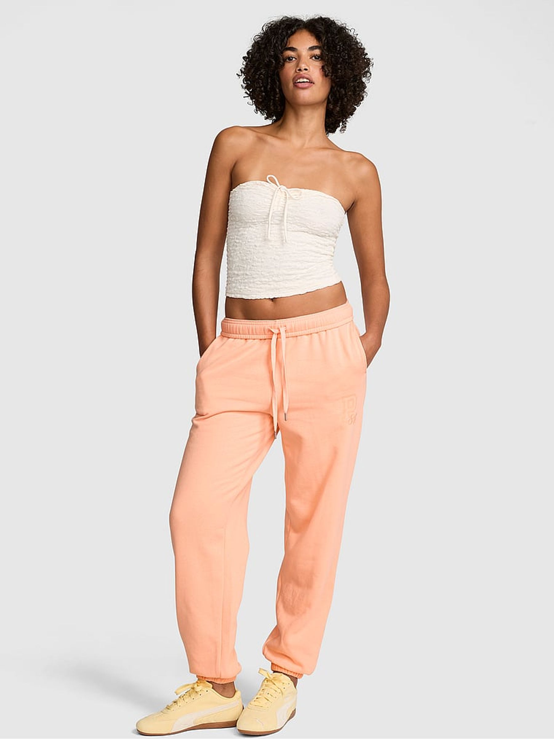Peach Tree Orange Cuffed Fleece Joggers - Image 1 of 2