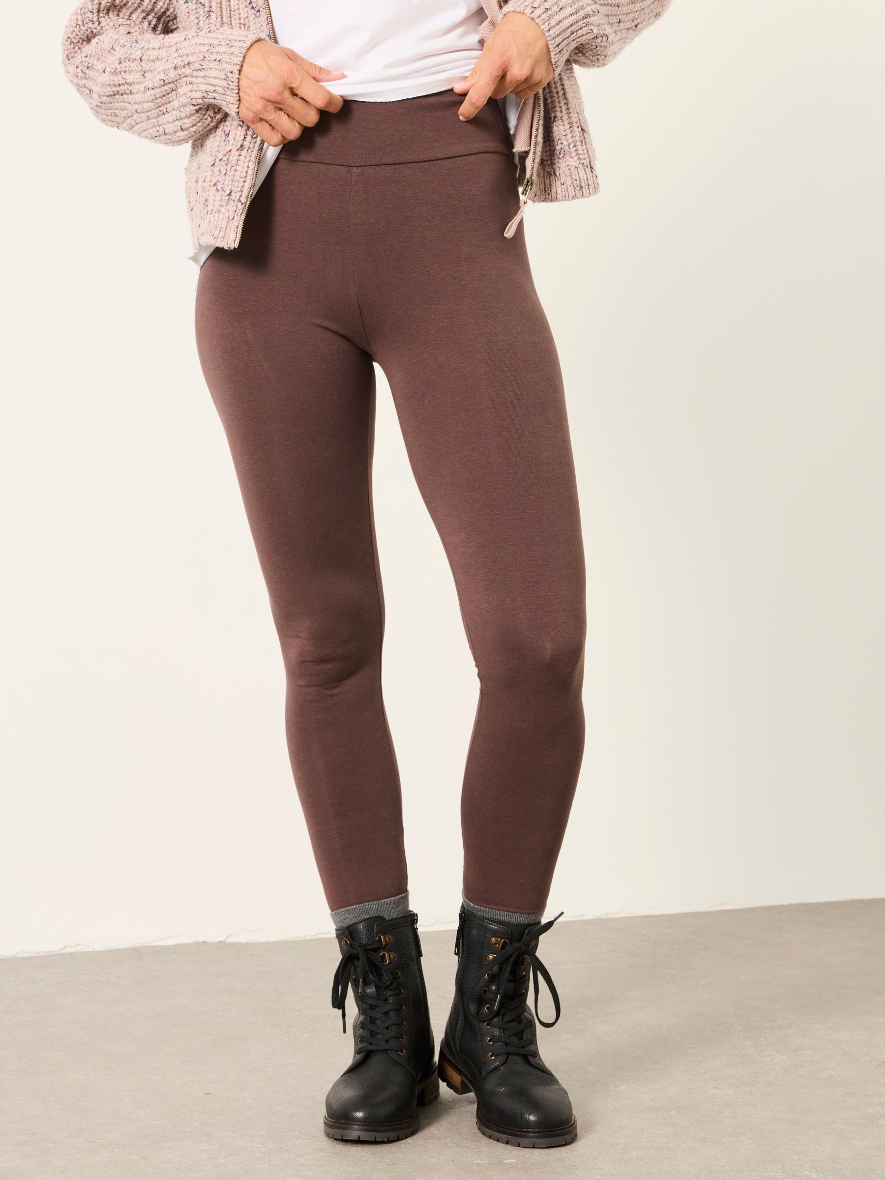Meribel Chocolate Brown High Rise Leggings - Image 1 of 6