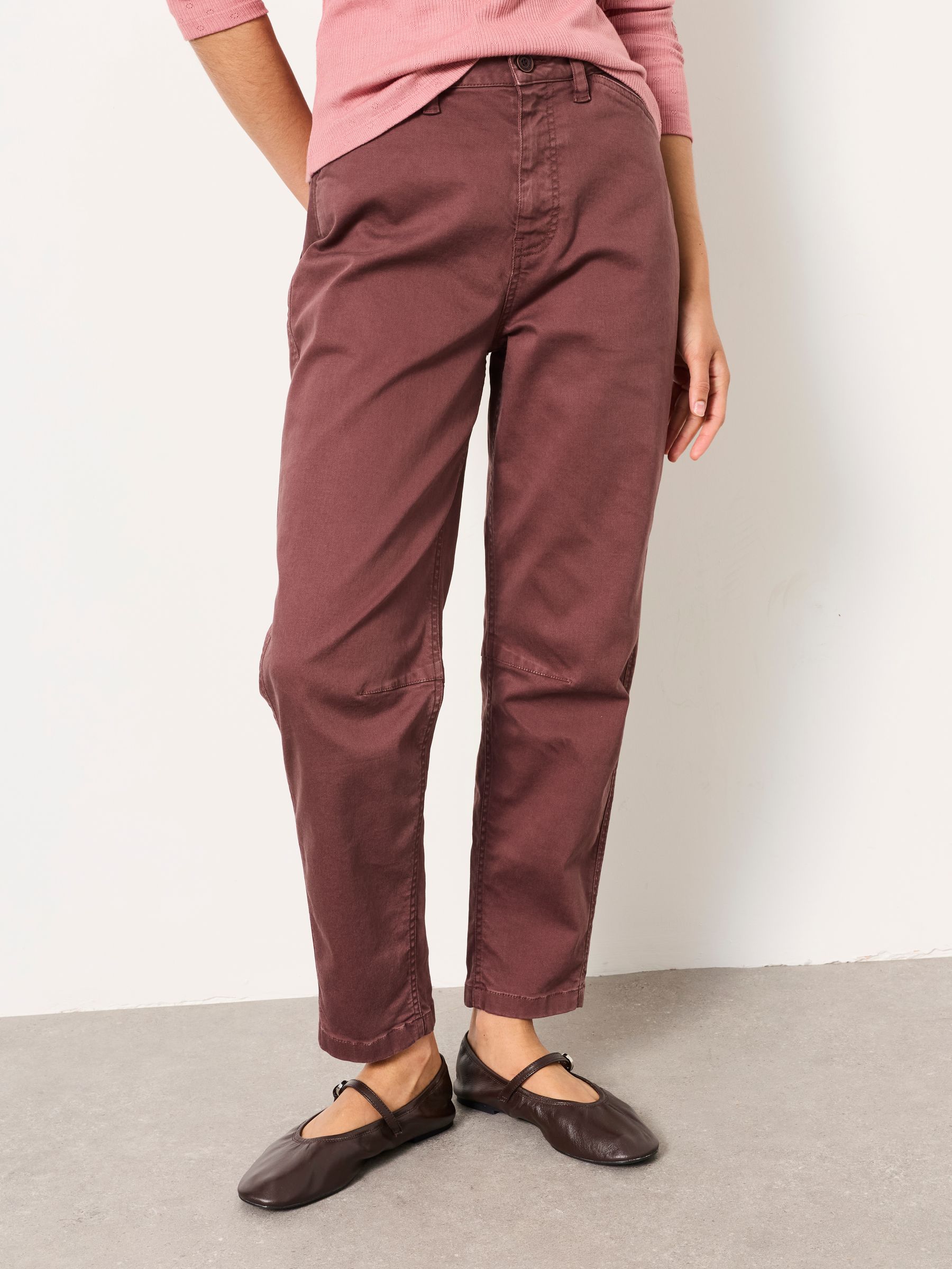 Bella Plum Purple Chino Tapered Trousers - Image 1 of 5 Bella Plum Purple Chino Tapered Trousers - Image 1 of 5