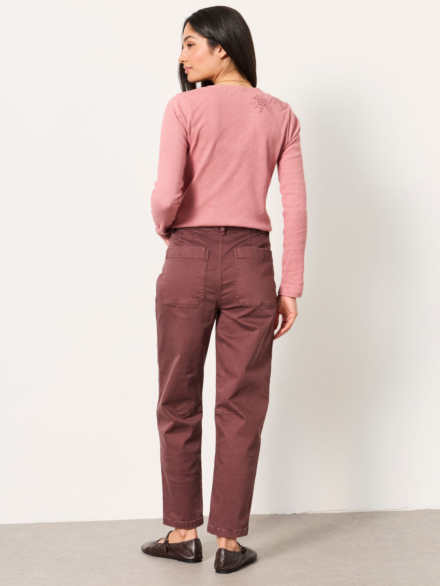Bella Plum Purple Chino Tapered Trousers - Image 2 of 5 Bella Plum Purple Chino Tapered Trousers - Image 2 of 5