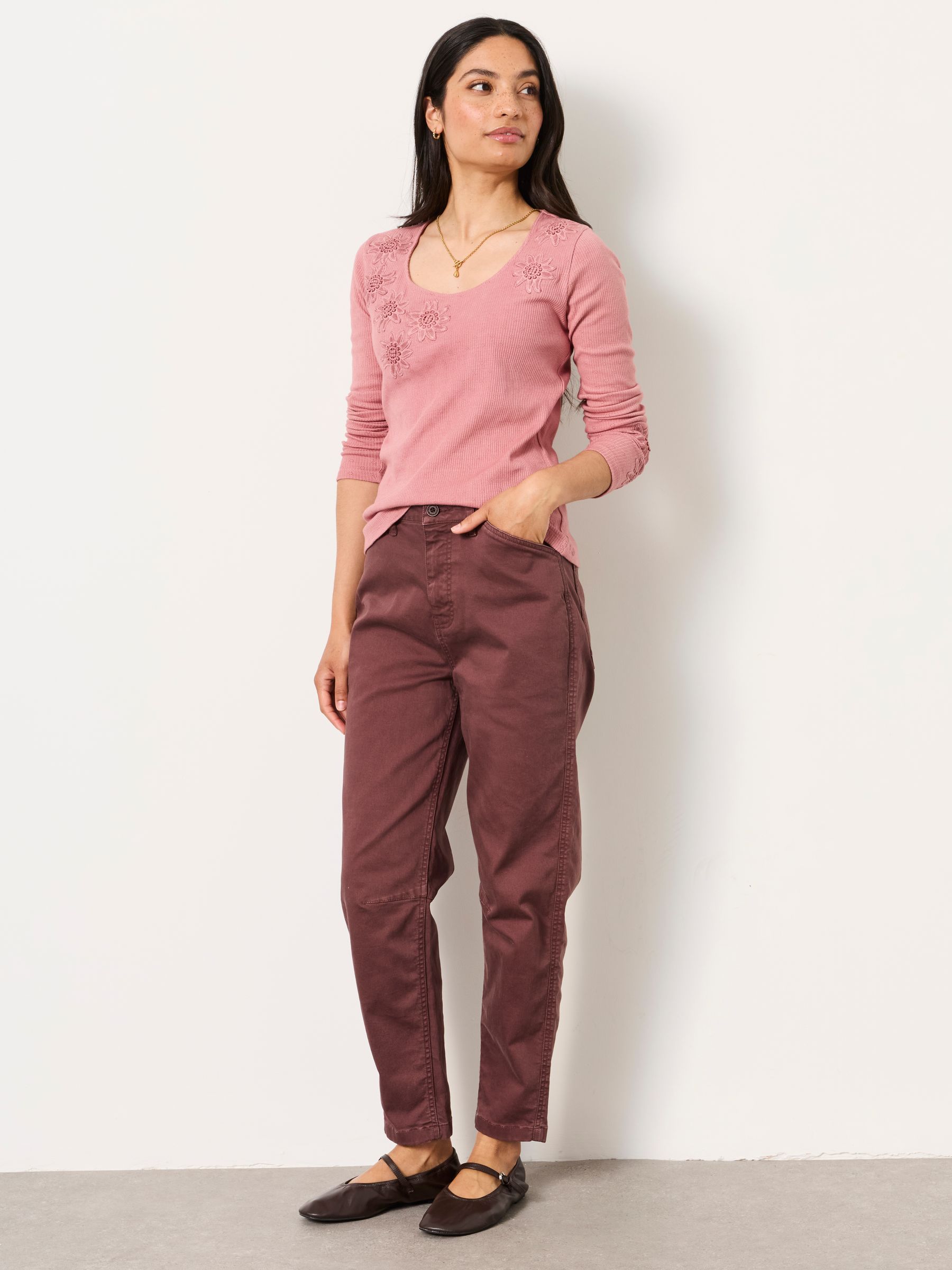 Bella Plum Purple Chino Tapered Trousers - Image 3 of 5