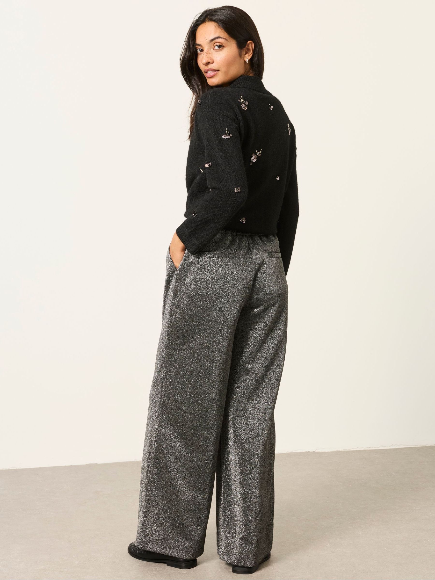 Sophia Gold Sparkle Wide leg Trousers - Image 2 of 7