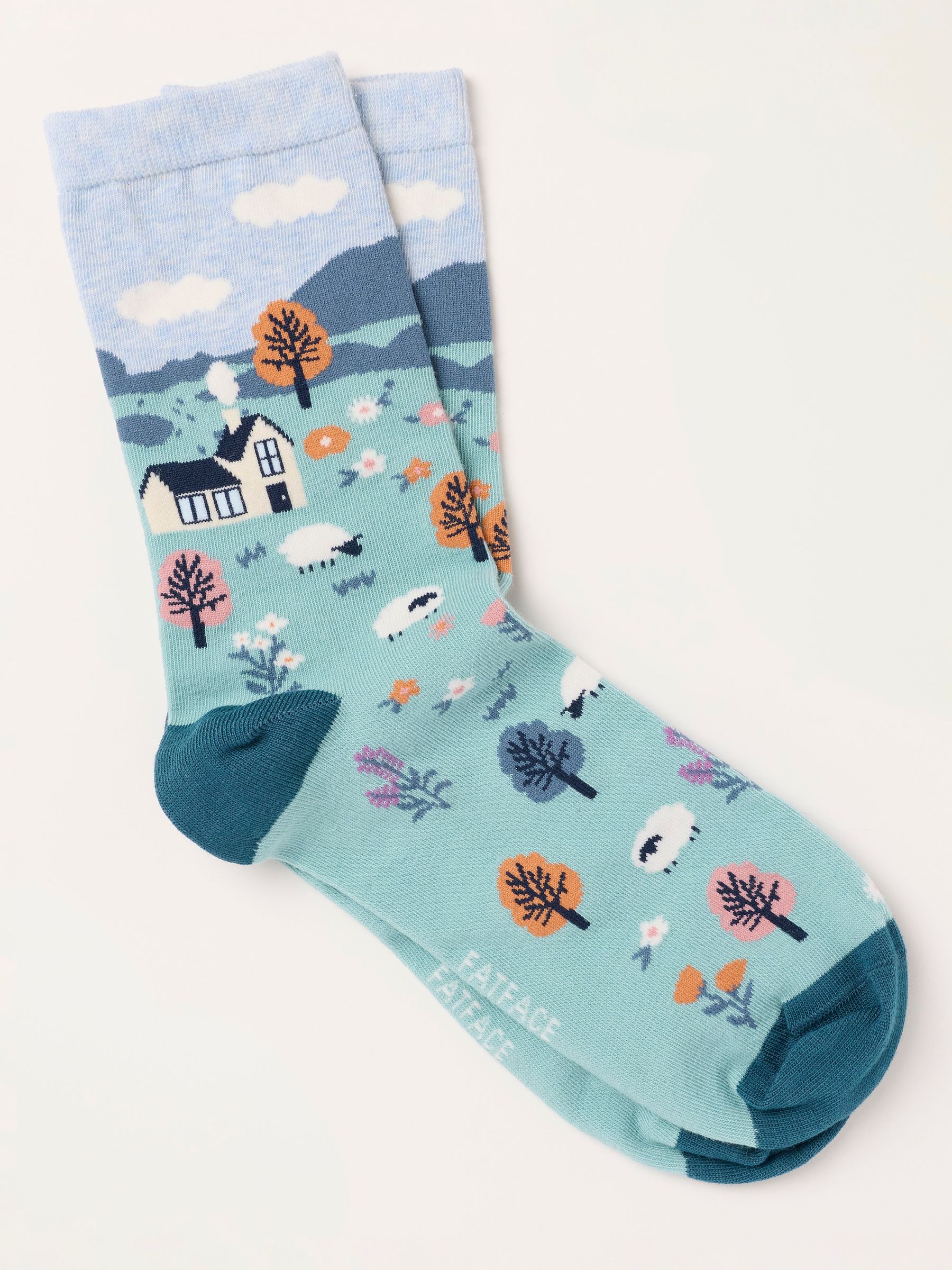 Multi Colour Sheep Scene Socks - Image 1 of 2