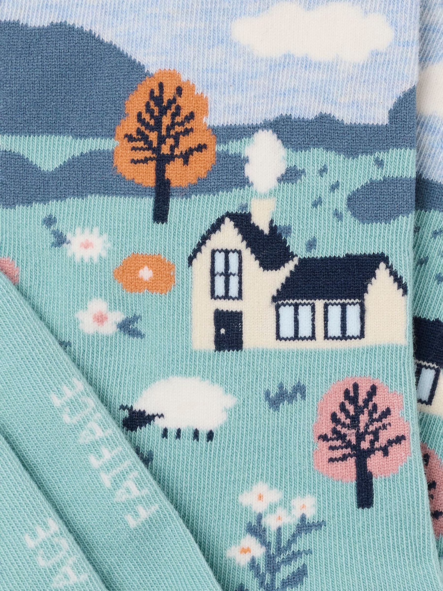 Multi Colour Sheep Scene Socks - Image 2 of 2