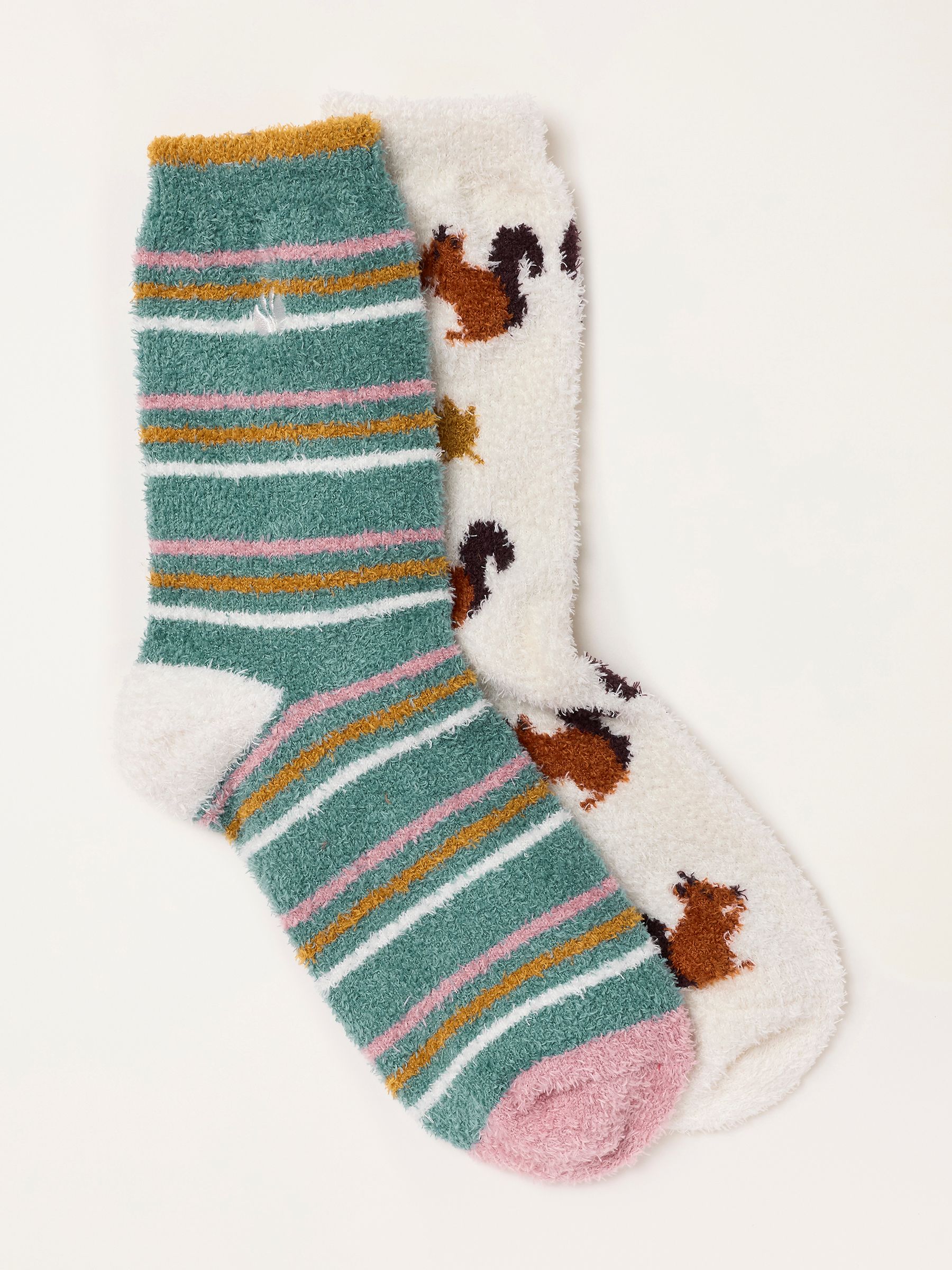 Ivory 2 Pairs of Fluffy Squirrel Socks - Image 1 of 3