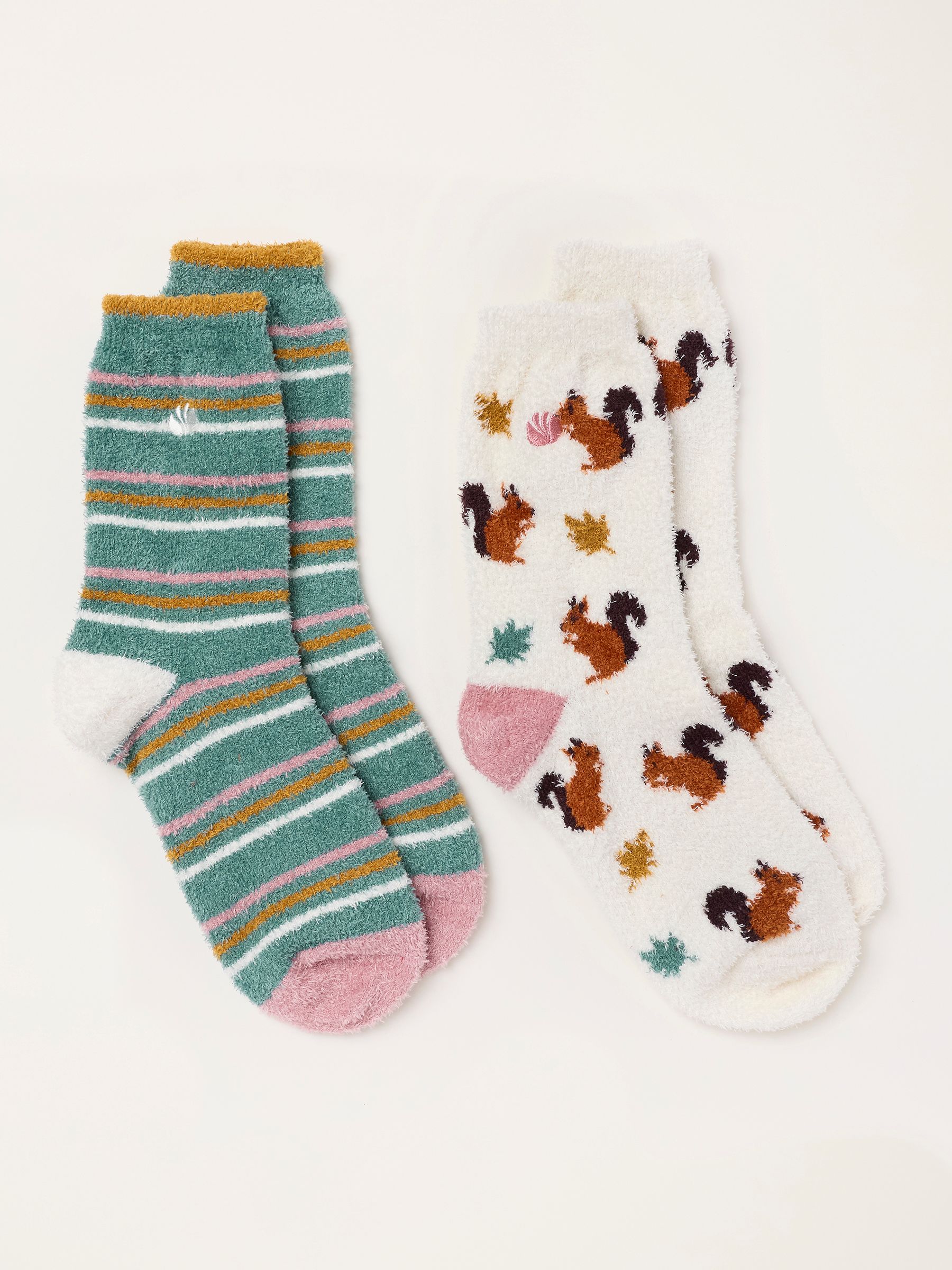 Ivory 2 Pairs of Fluffy Squirrel Socks - Image 2 of 3