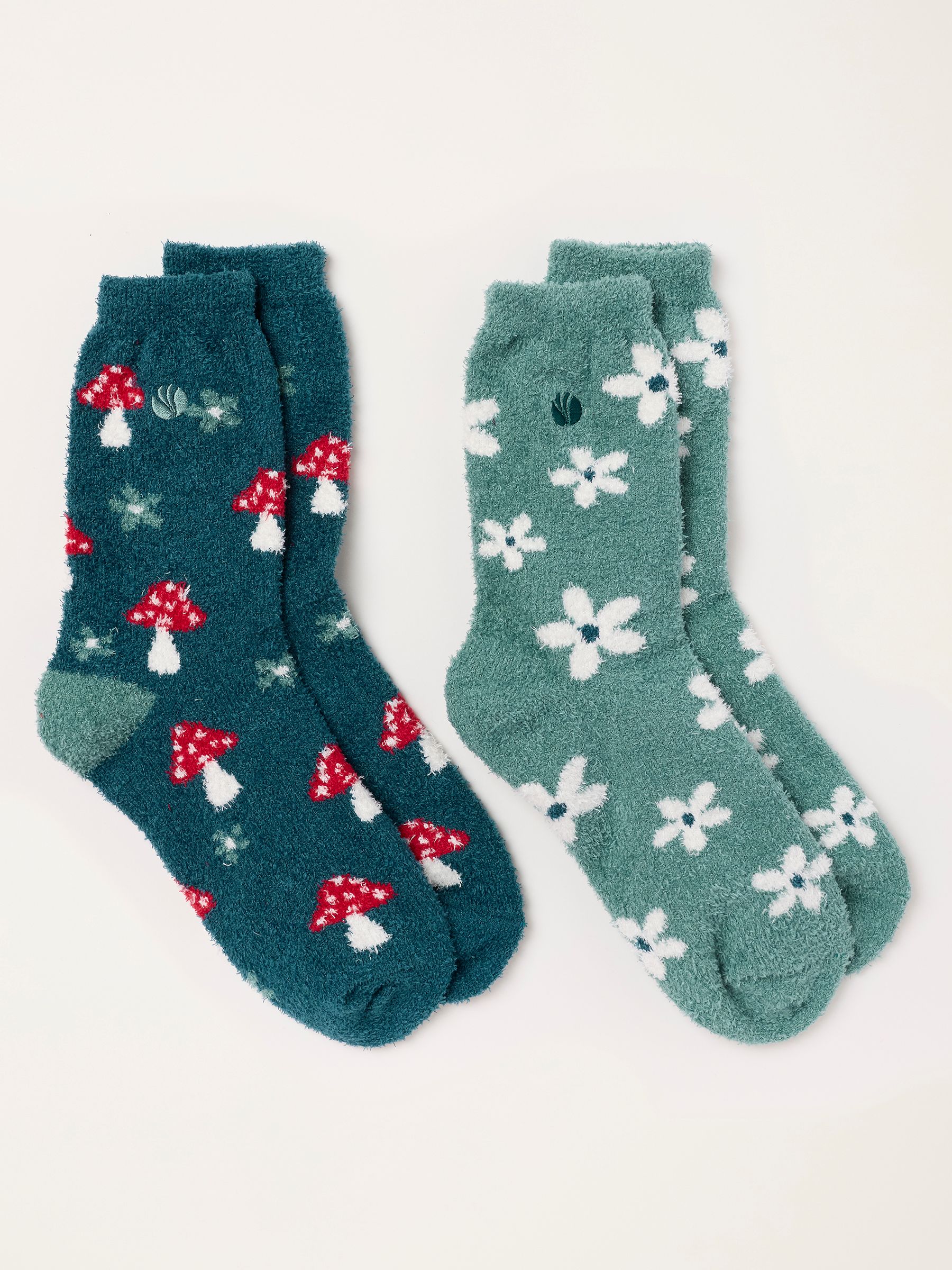 Teal Blue 2 Pairs of Fluffy Toadstool Socks - Image 2 of 3