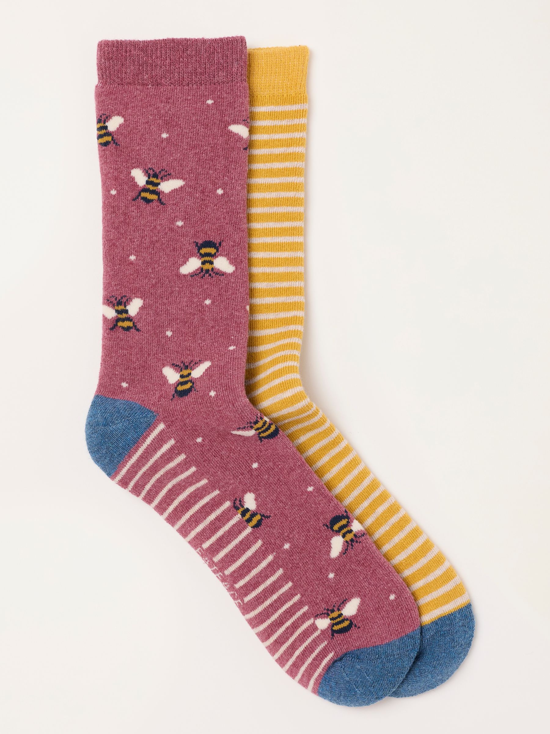 Burgundy 2 Pairs of Bee Welly Socks - Image 1 of 3