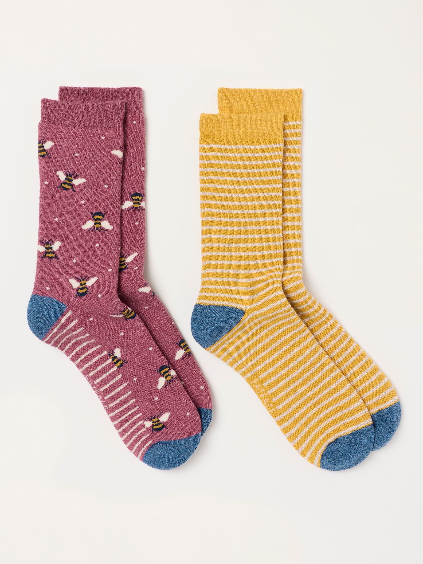 Burgundy 2 Pairs of Bee Welly Socks - Image 2 of 3