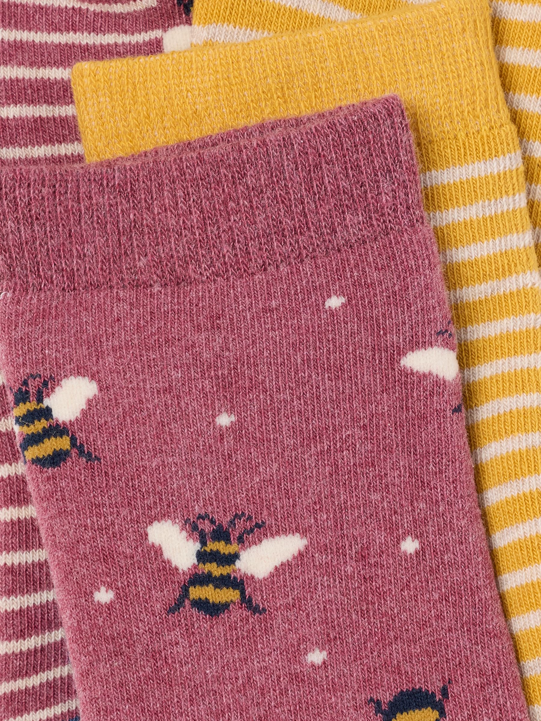 Burgundy 2 Pairs of Bee Welly Socks - Image 3 of 3