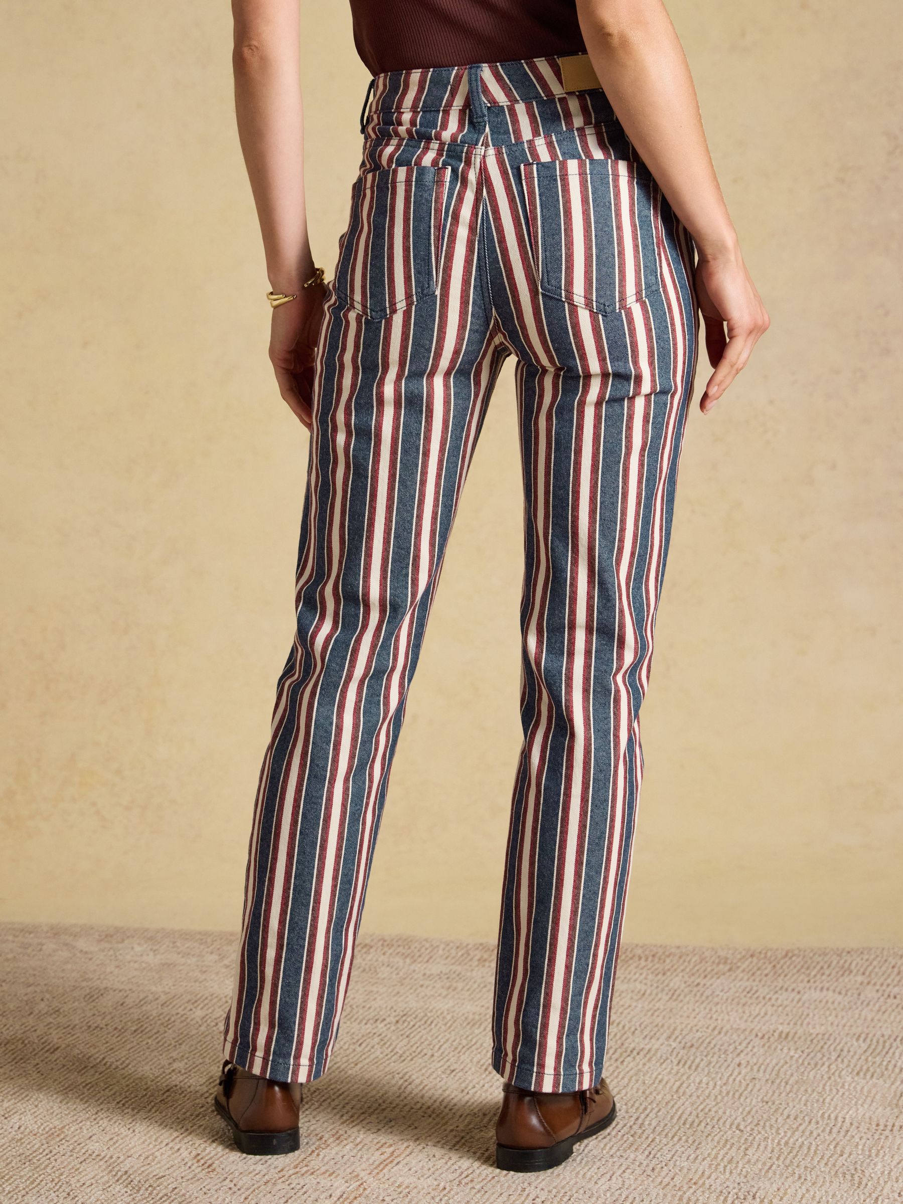 Navy Verigated Stripe Slim Straight Mid Rise Jeans - Image 2 of 7