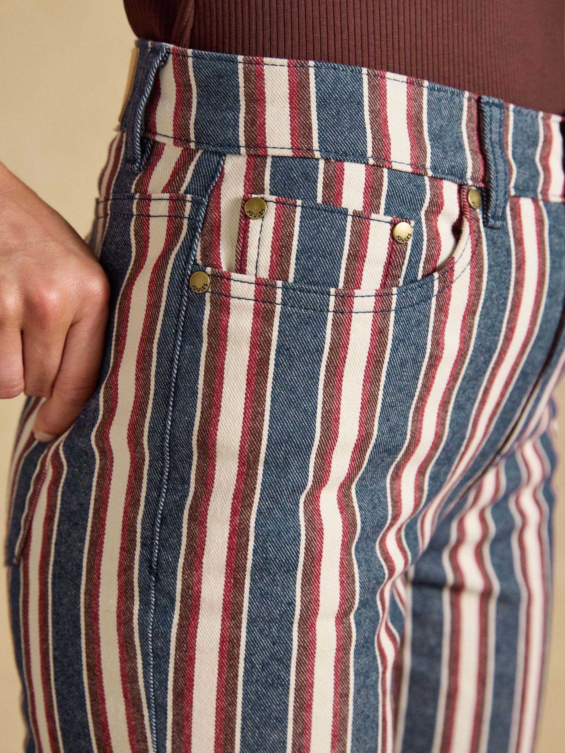 Navy Verigated Stripe Slim Straight Mid Rise Jeans - Image 5 of 7