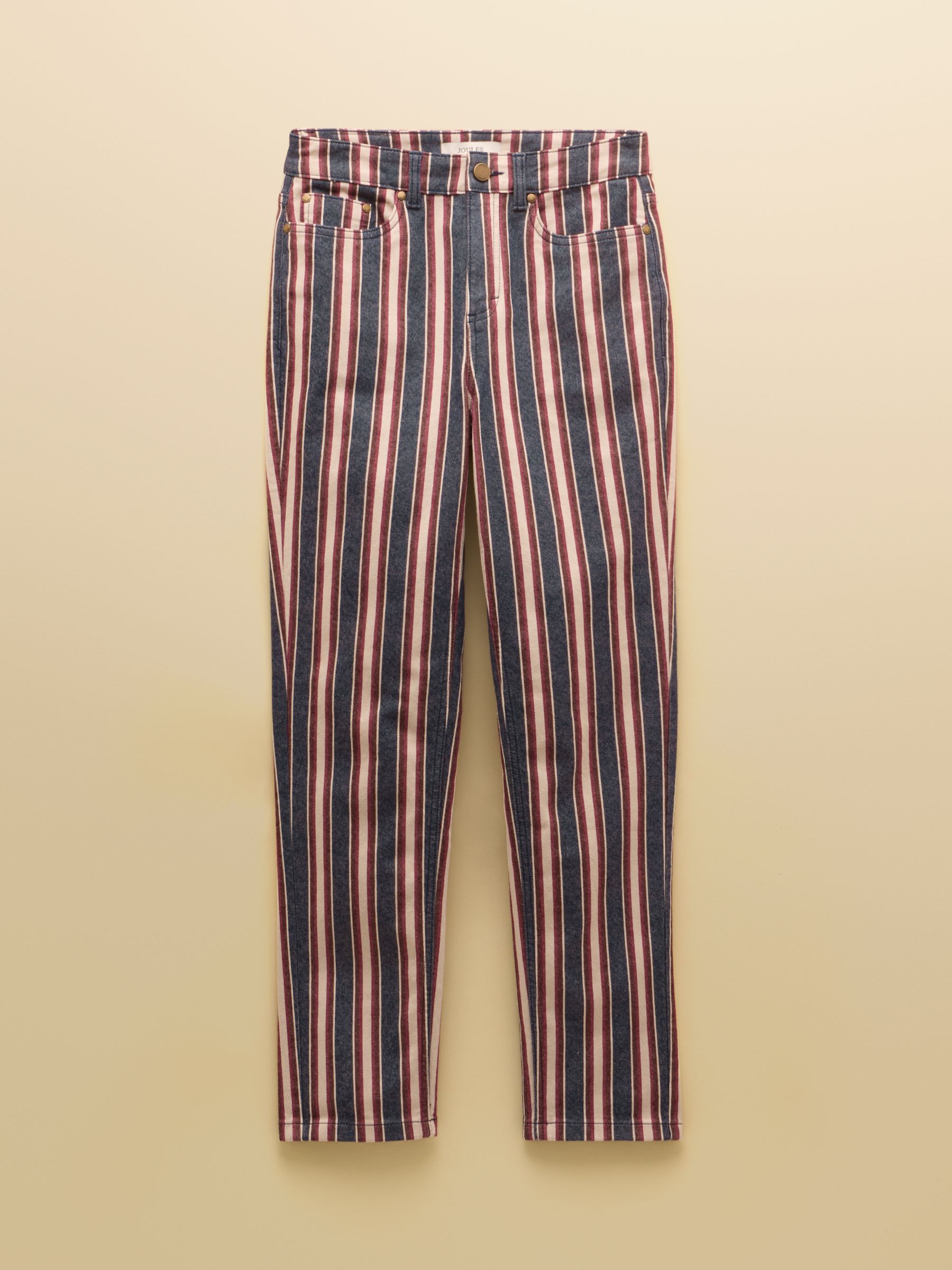 Navy Verigated Stripe Slim Straight Mid Rise Jeans - Image 7 of 7