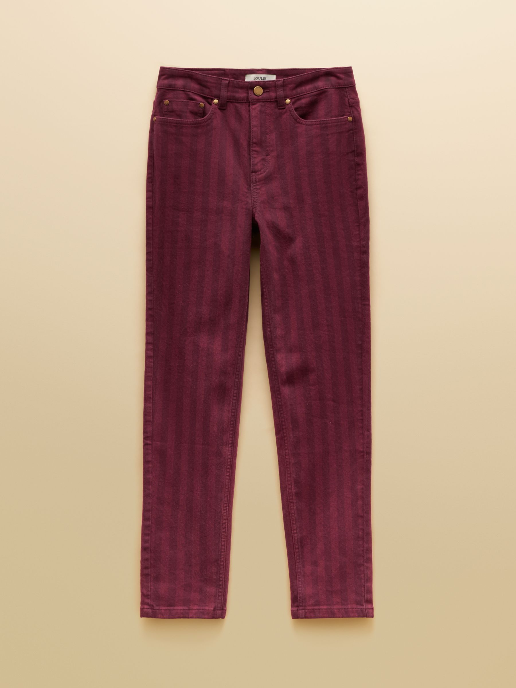 Burgundy Striped Slim Straight Mid Rise Jeans - Image 7 of 7