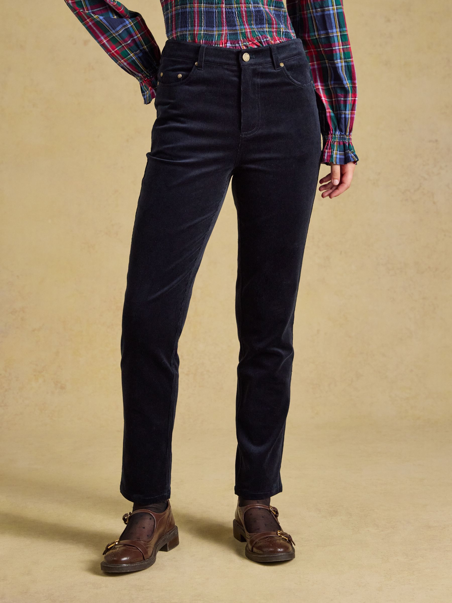 Slim Straight Navy Cord Trouser - Image 1 of 8