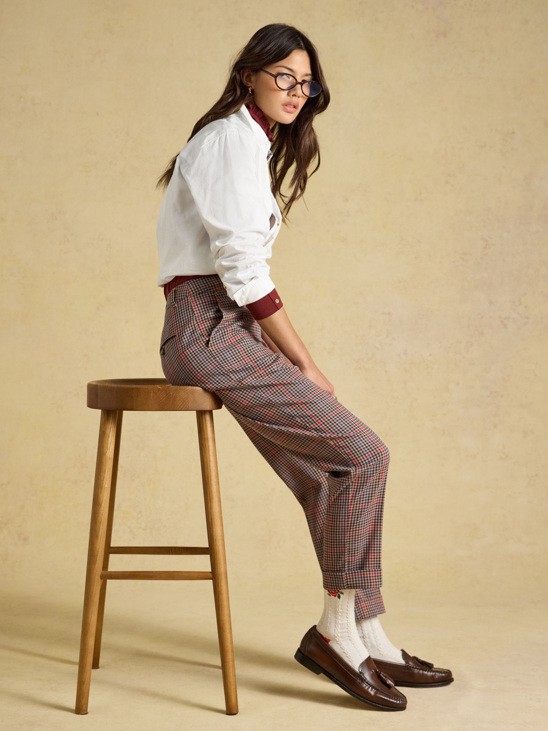 Ada Brown Hewitt Check Tapered Trousers - Image 3 of 7