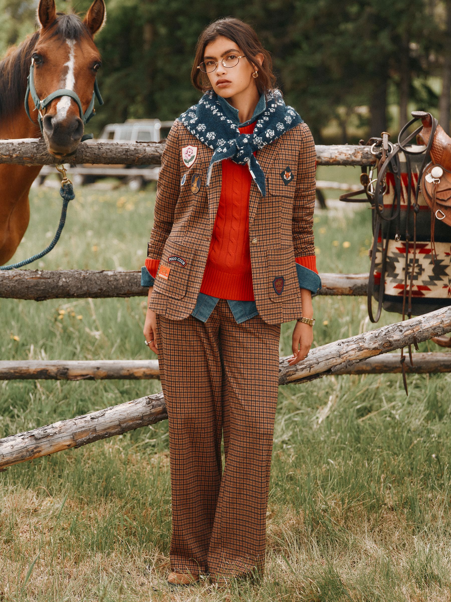 Albury Brown Dogtooth Wide Leg Trouser - Image 1 of 8