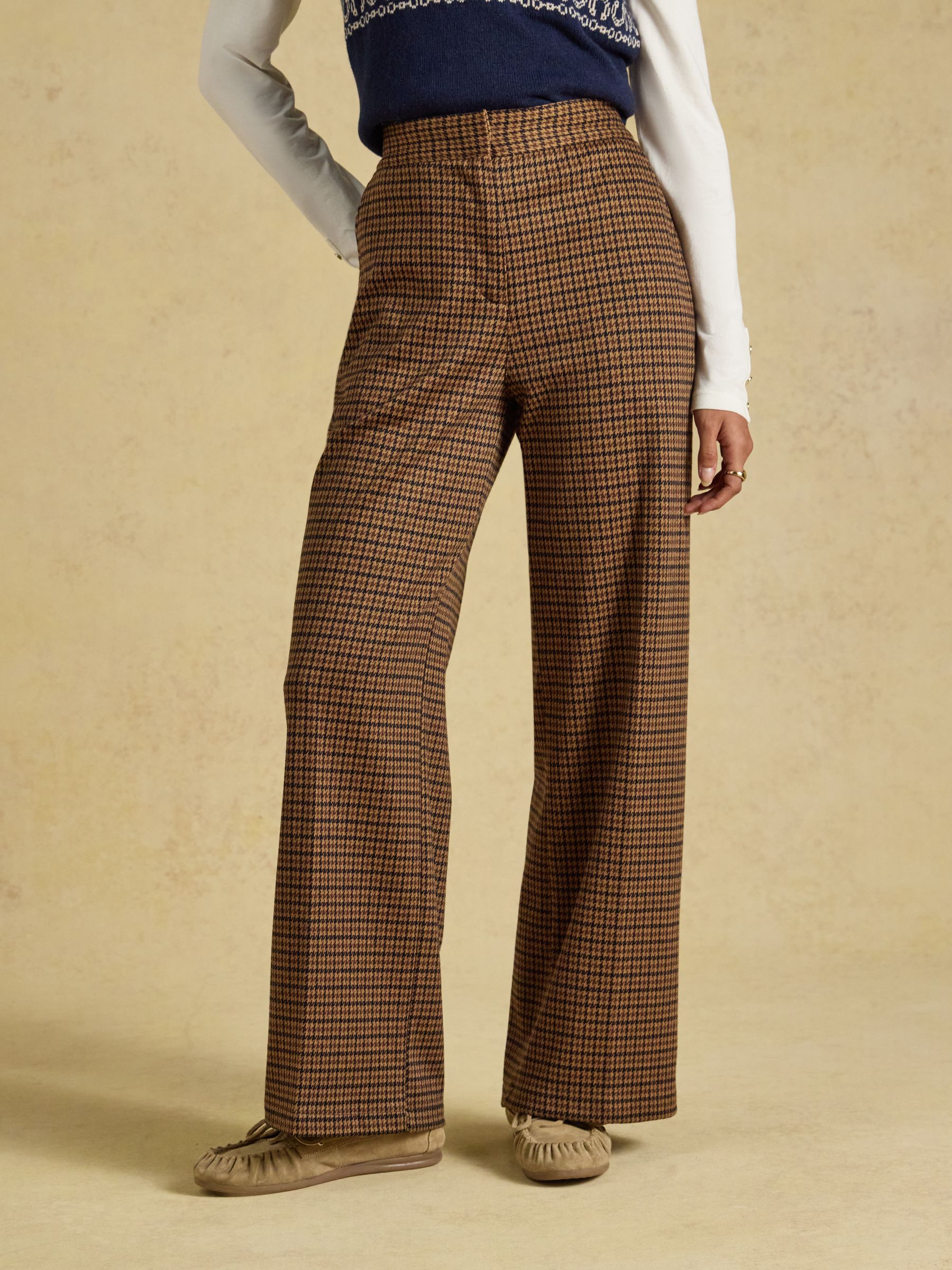 Albury Brown Dogtooth Wide Leg Trouser - Image 2 of 8 Albury Brown Dogtooth Wide Leg Trouser - Image 2 of 8