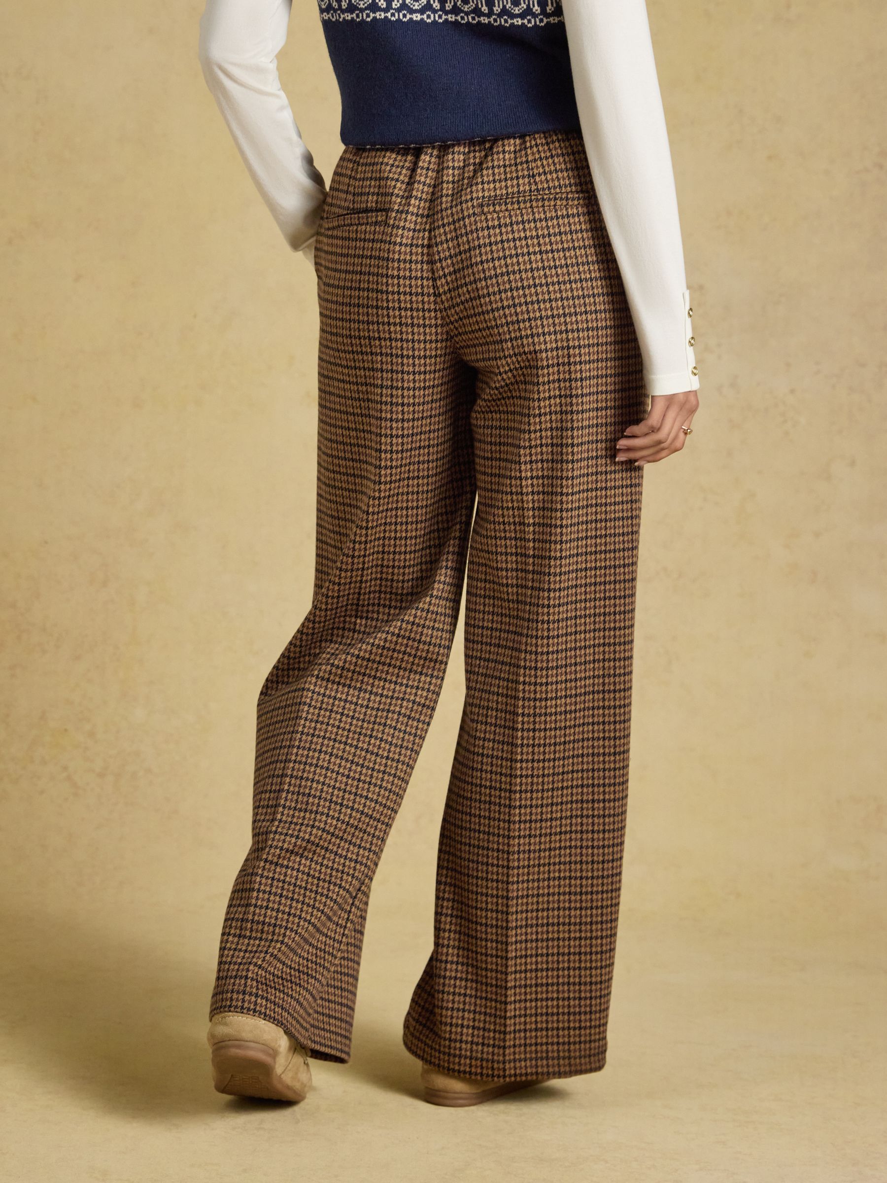 Albury Brown Dogtooth Wide Leg Trouser - Image 3 of 8