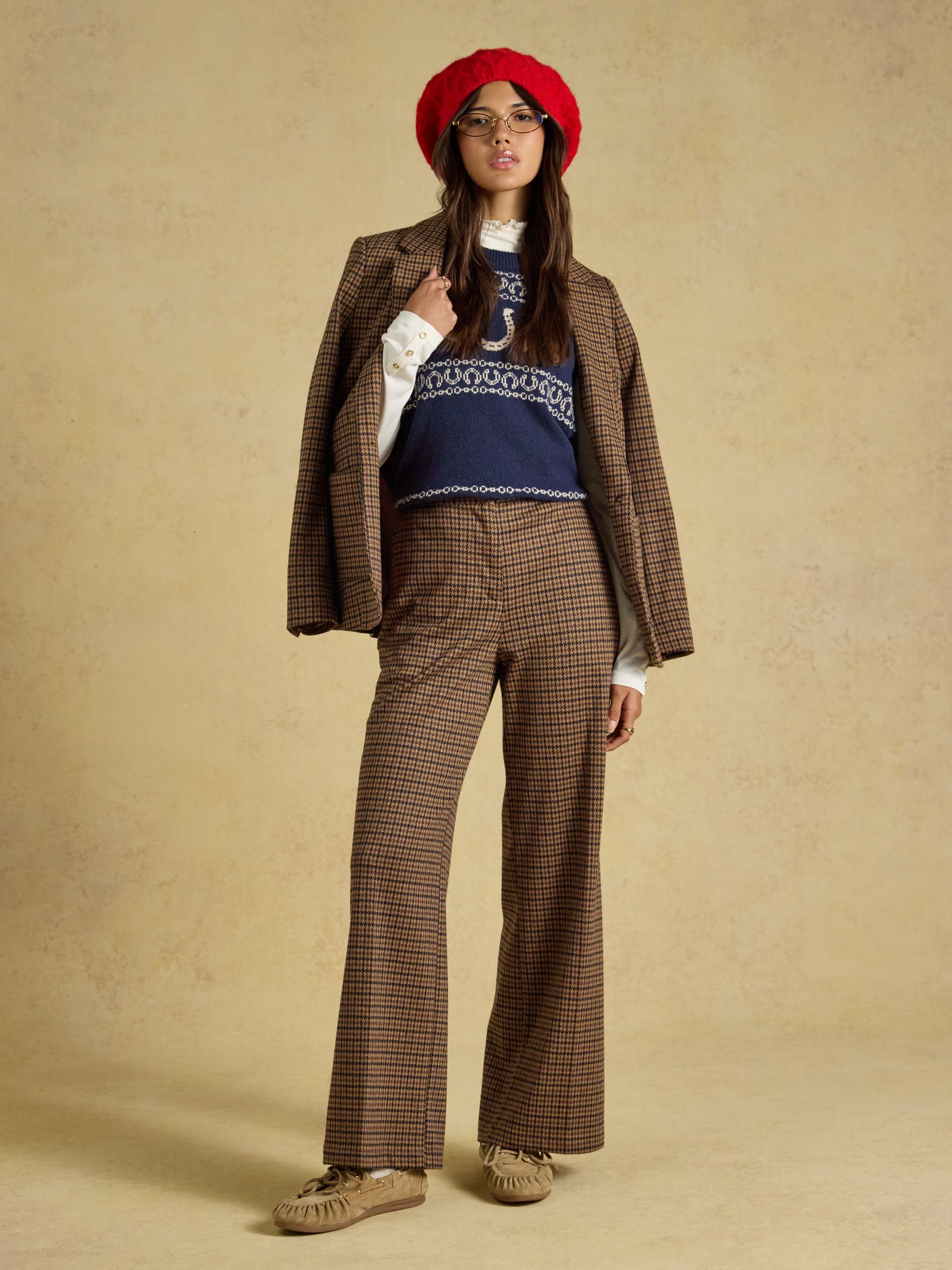 Albury Brown Dogtooth Wide Leg Trouser - Image 6 of 8