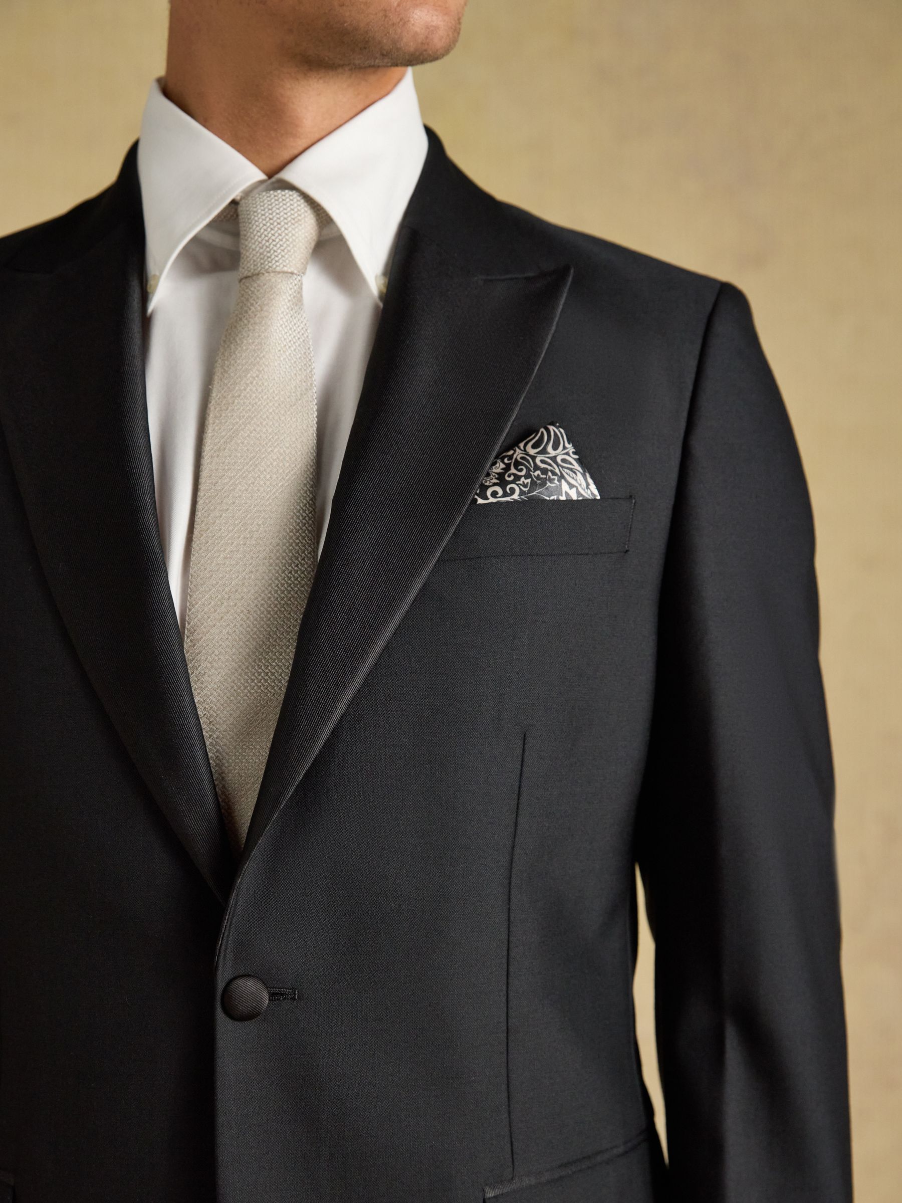 Black Slim Fit Tuxedo Suit Jacket - Image 5 of 8