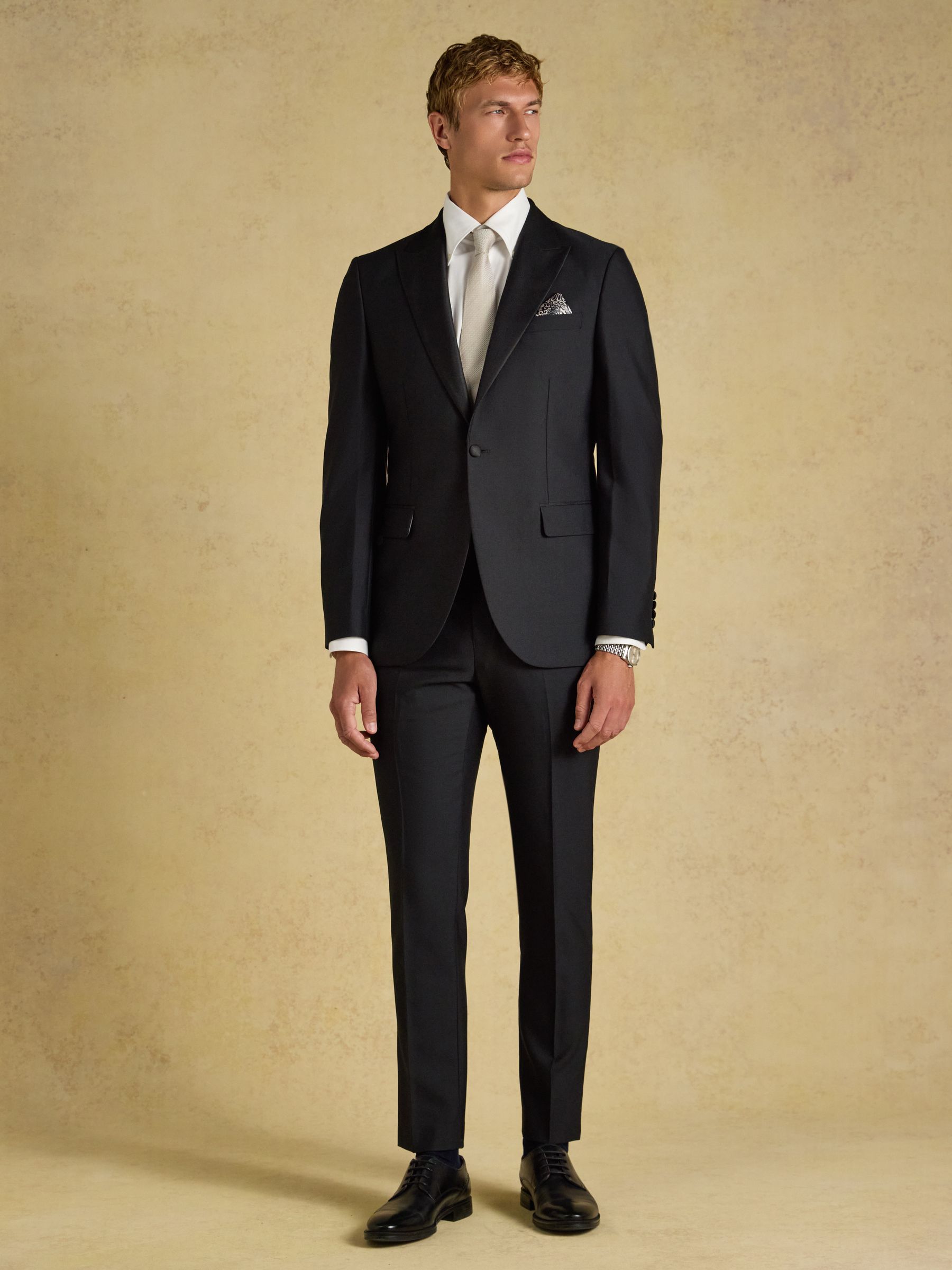 Black Slim Fit Tuxedo Suit Jacket - Image 6 of 8