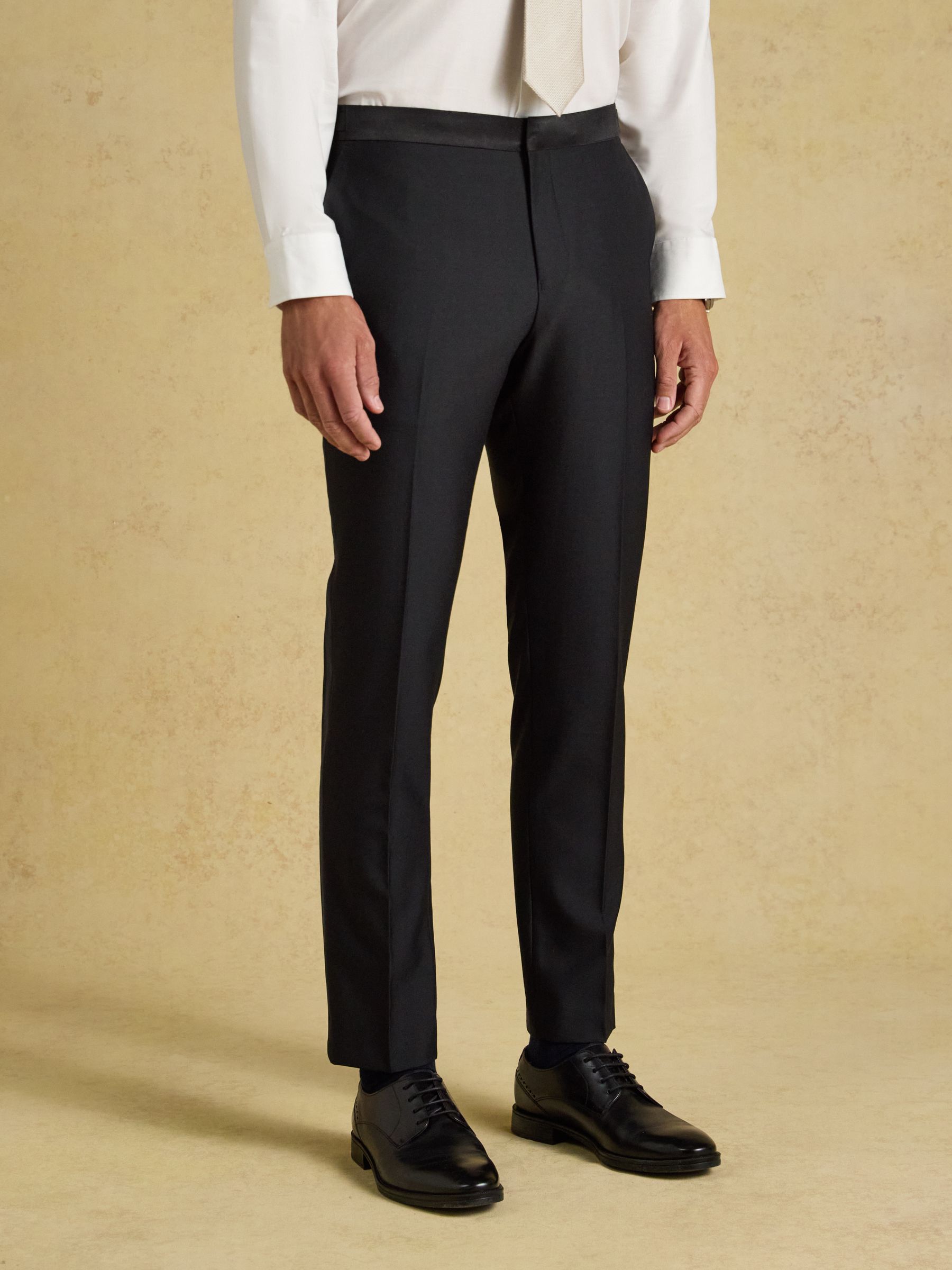 Black Slim Fit Tuxedo Suit Trousers - Image 1 of 8