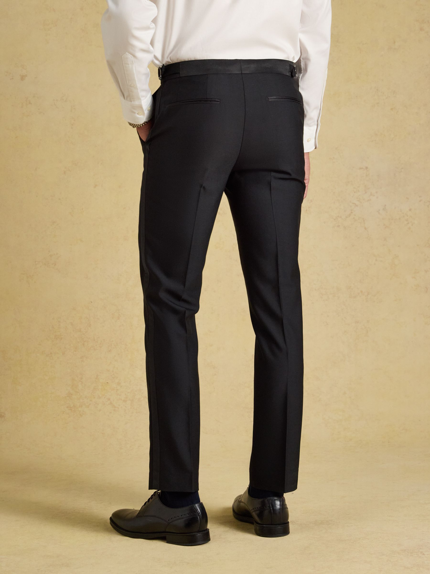 Black Slim Fit Tuxedo Suit Trousers - Image 2 of 8