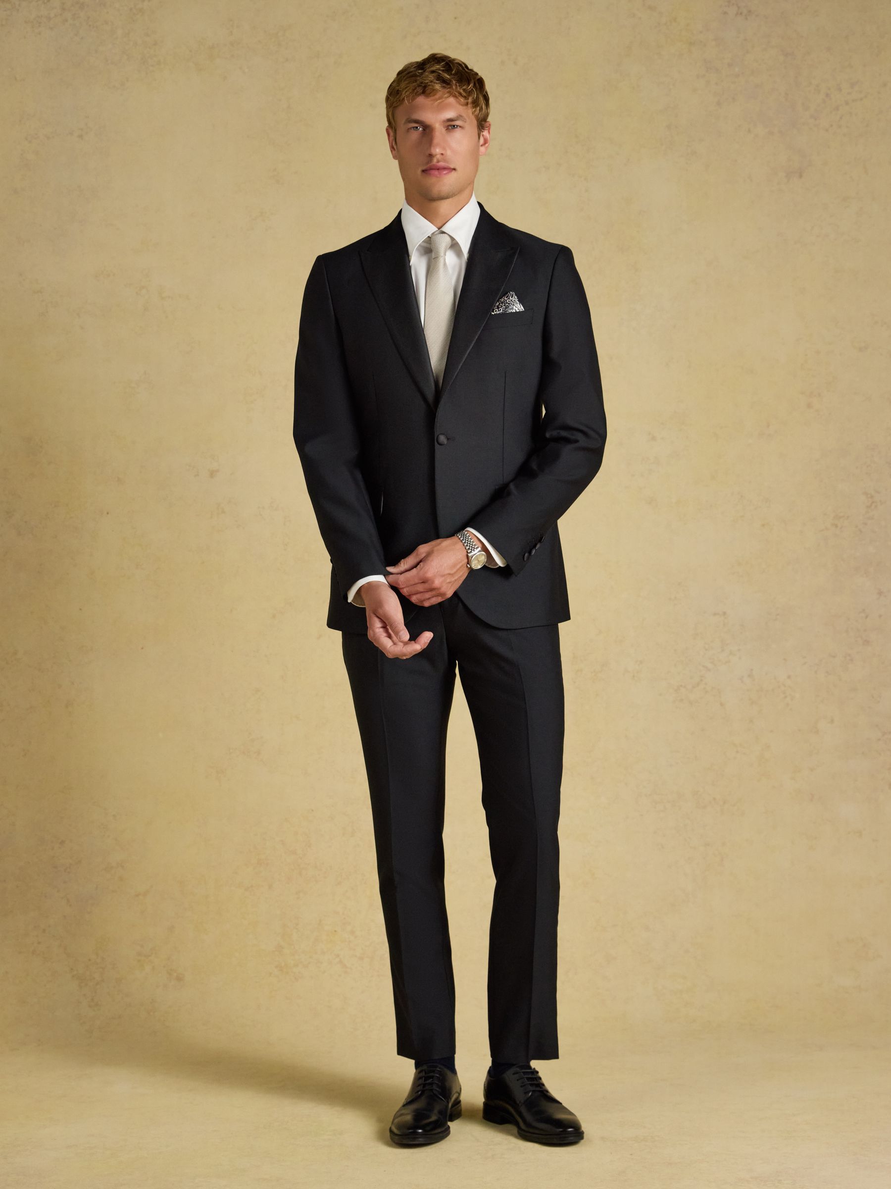 Black Slim Fit Tuxedo Suit Trousers - Image 4 of 8