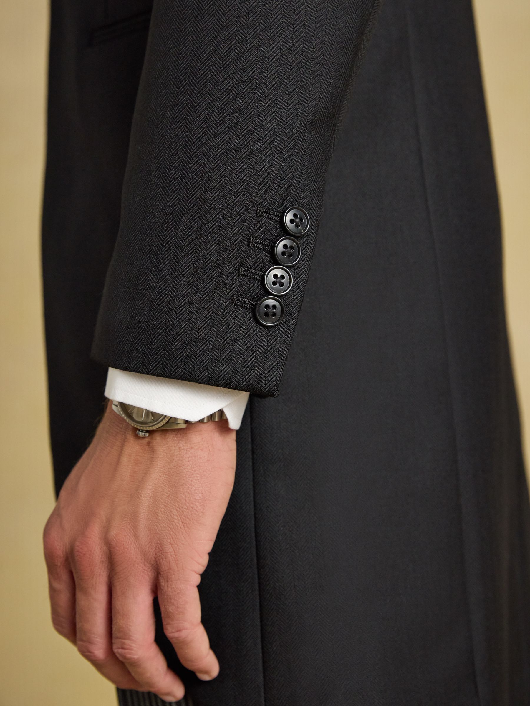 Black Slim Fit Morning Suit Jacket - Image 5 of 8