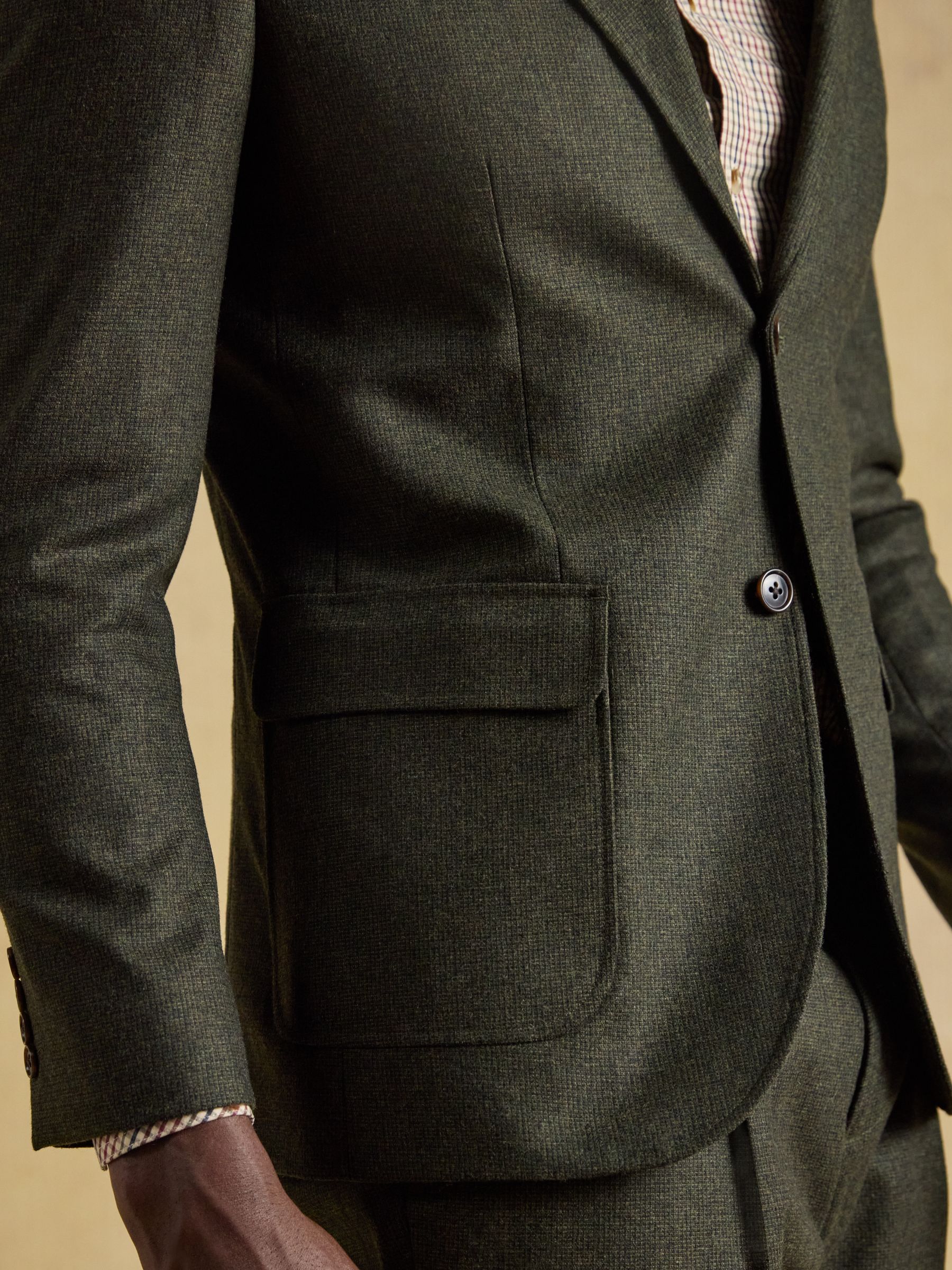 Green Slim Fit Texture Suit Jacket - Image 3 of 11