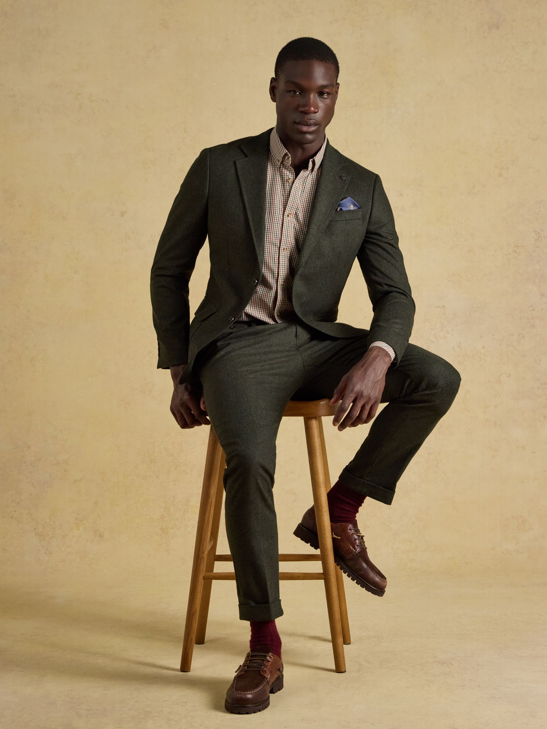 Green Slim Fit Texture Suit Jacket - Image 5 of 11