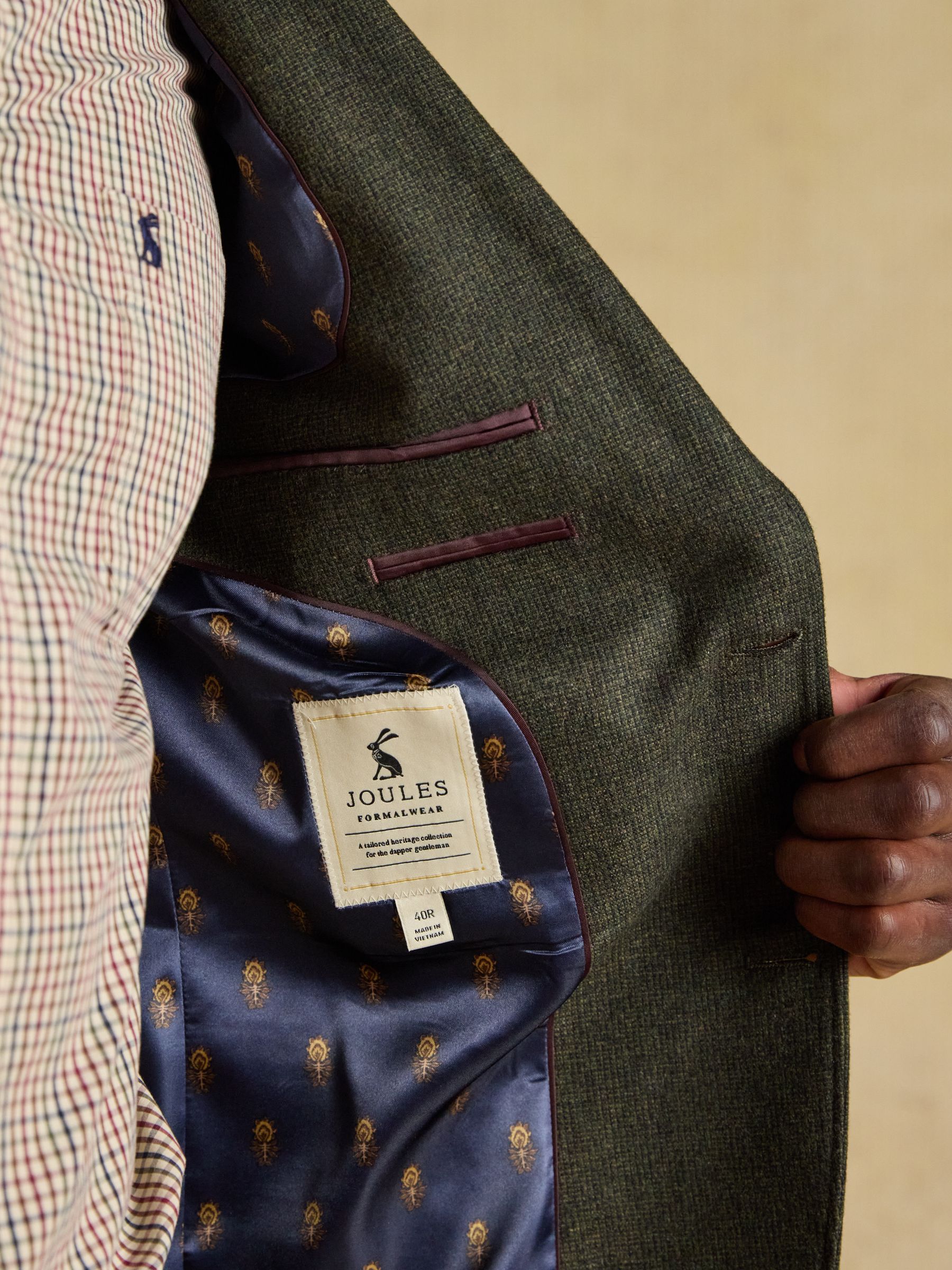 Green Slim Fit Texture Suit Jacket - Image 7 of 11