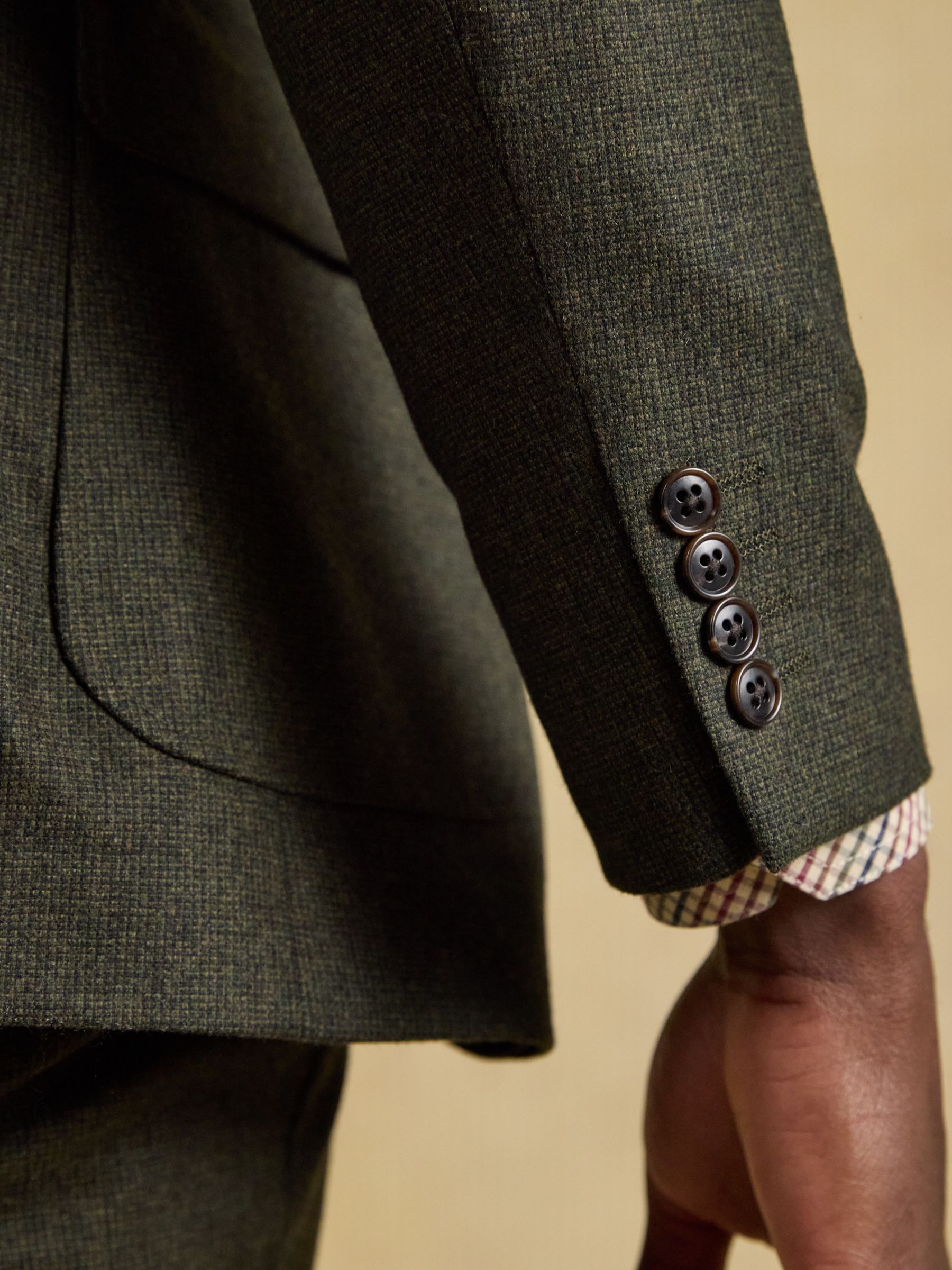 Green Slim Fit Texture Suit Jacket - Image 9 of 11