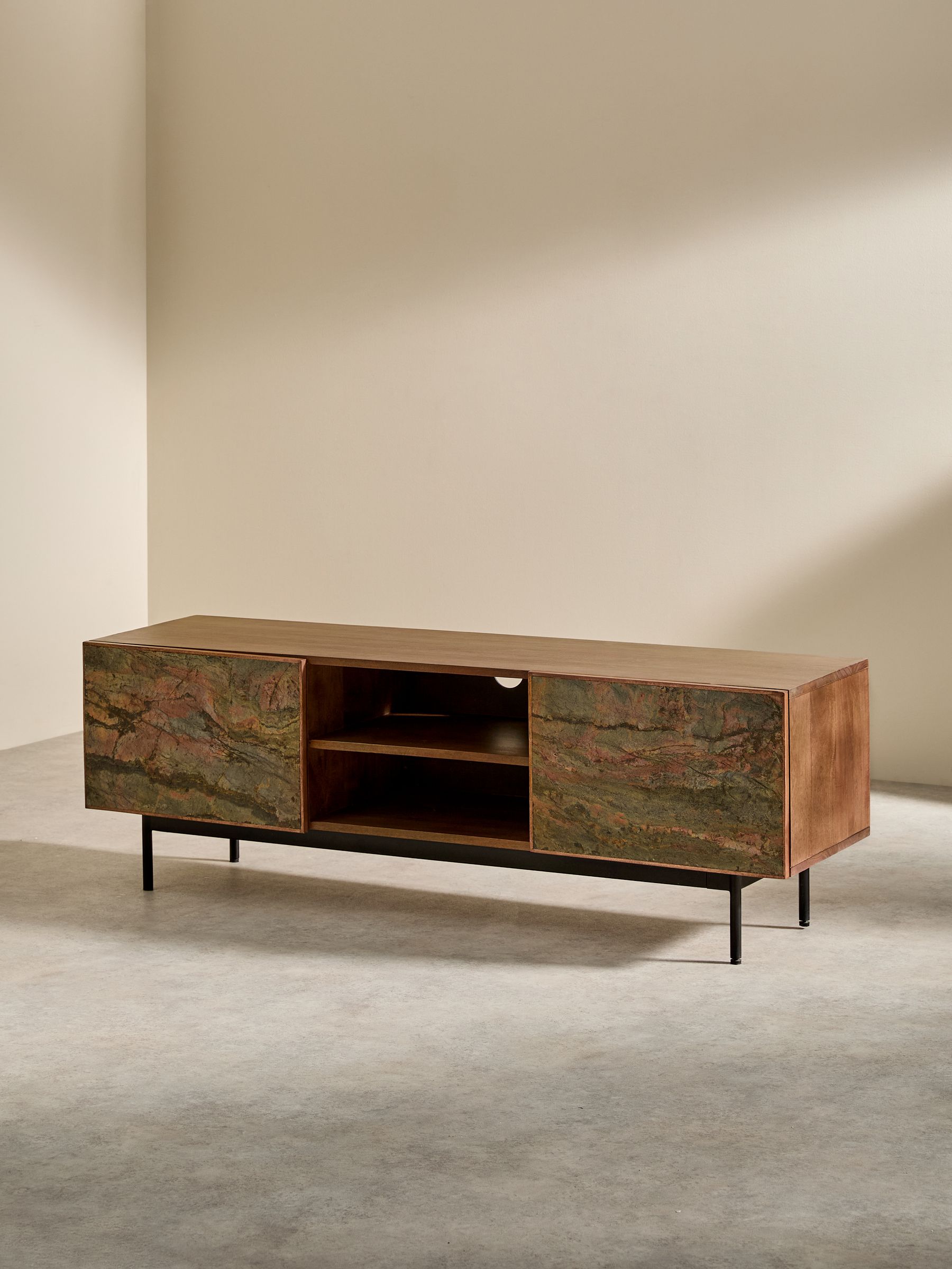 Dilan Up to 50 inch TV Unit in Mango Wood Stone Veneer - Image 2 of 6