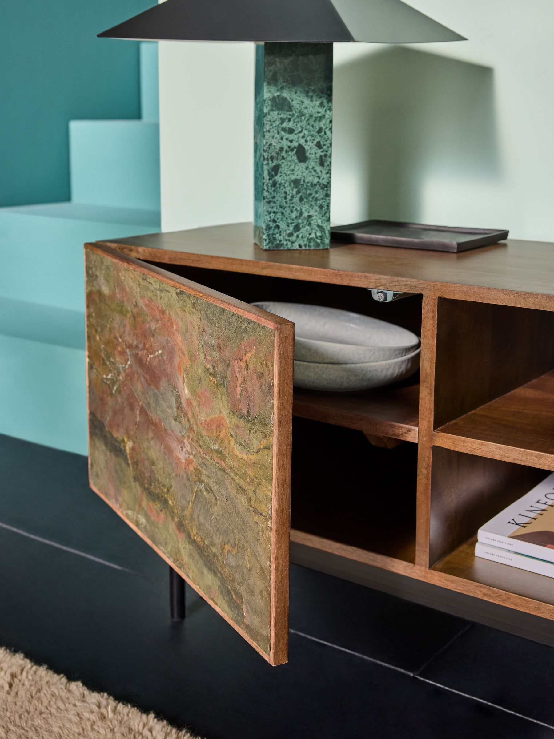 Dilan Up to 50 inch TV Unit in Mango Wood Stone Veneer - Image 3 of 6