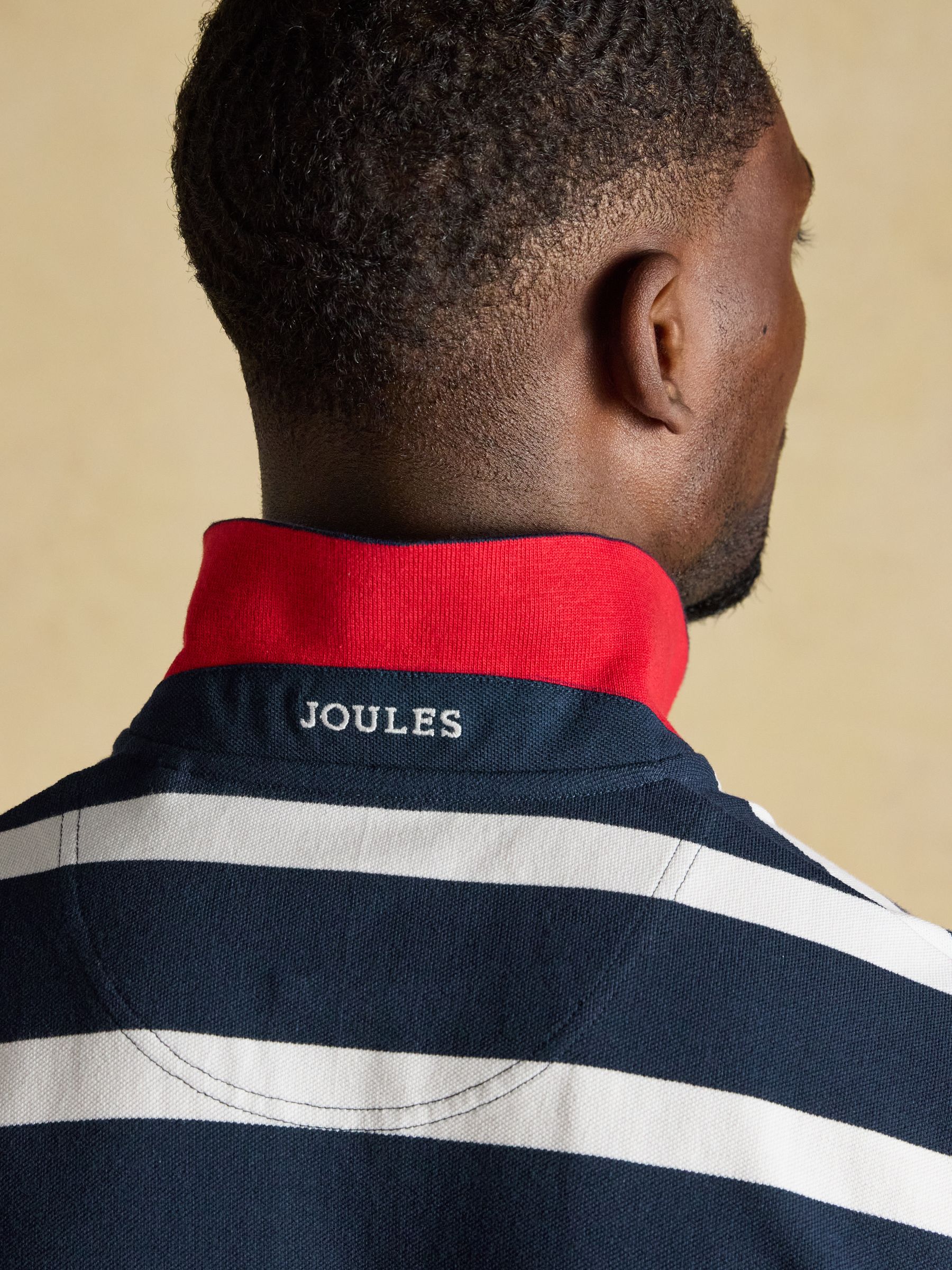 Woody Navy Striped Cotton Pique Polo Shirt - Image 7 of 8