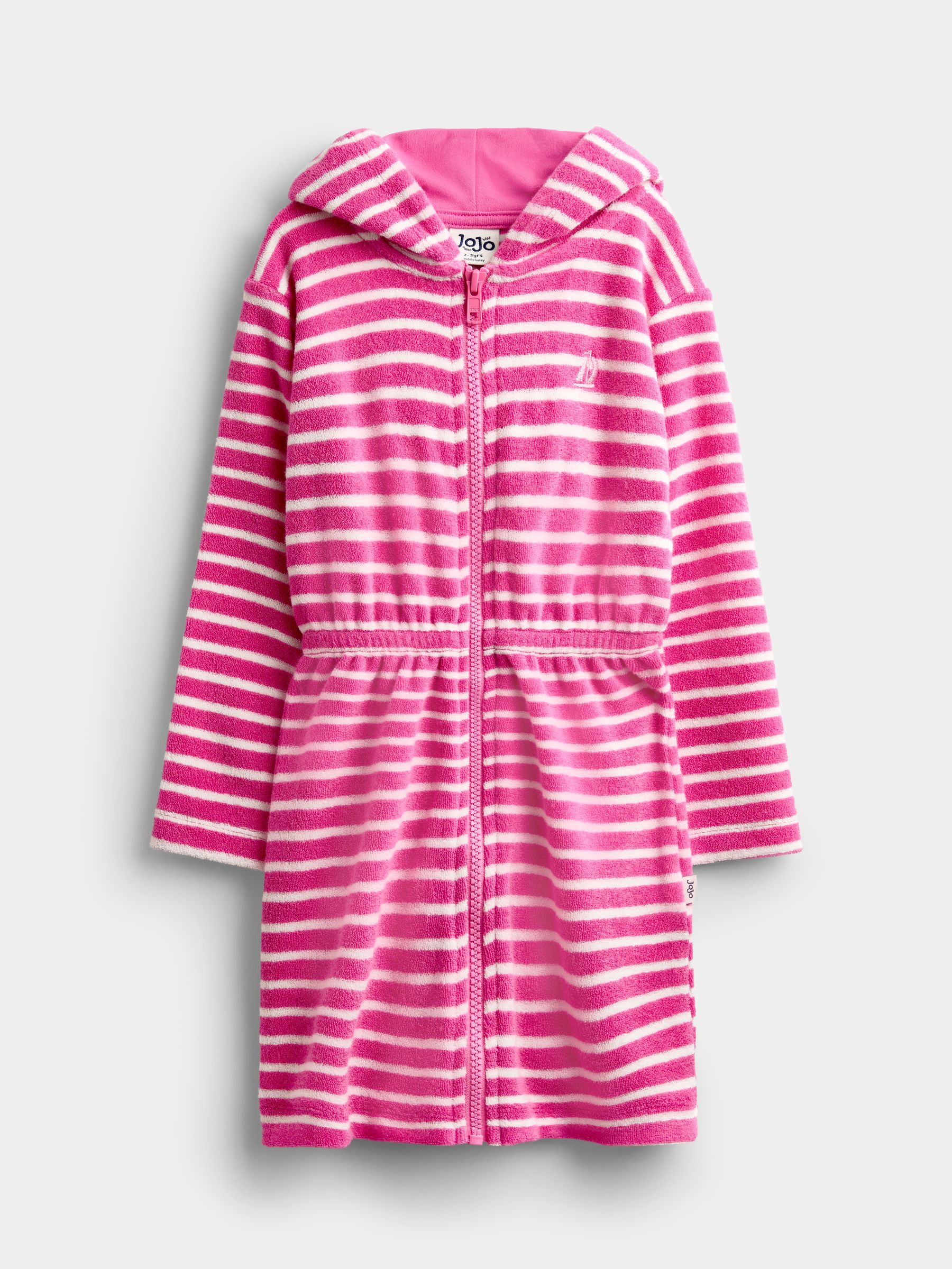 Pink Finestripe Zip-Up Towelling Dress - Image 1 of 4