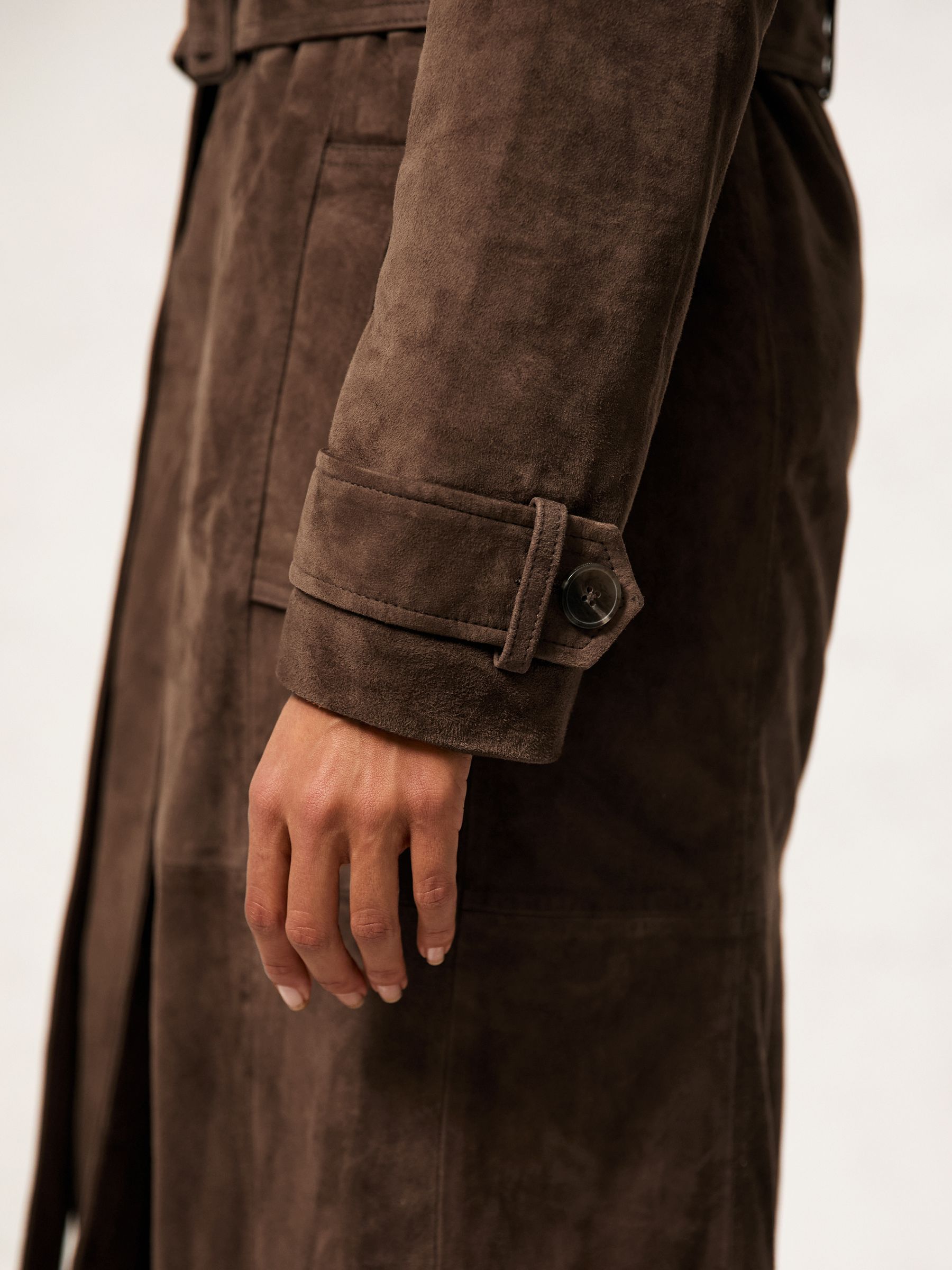 Petite Belted Trench Coat in Taupe Neutral - Image 6 of 9