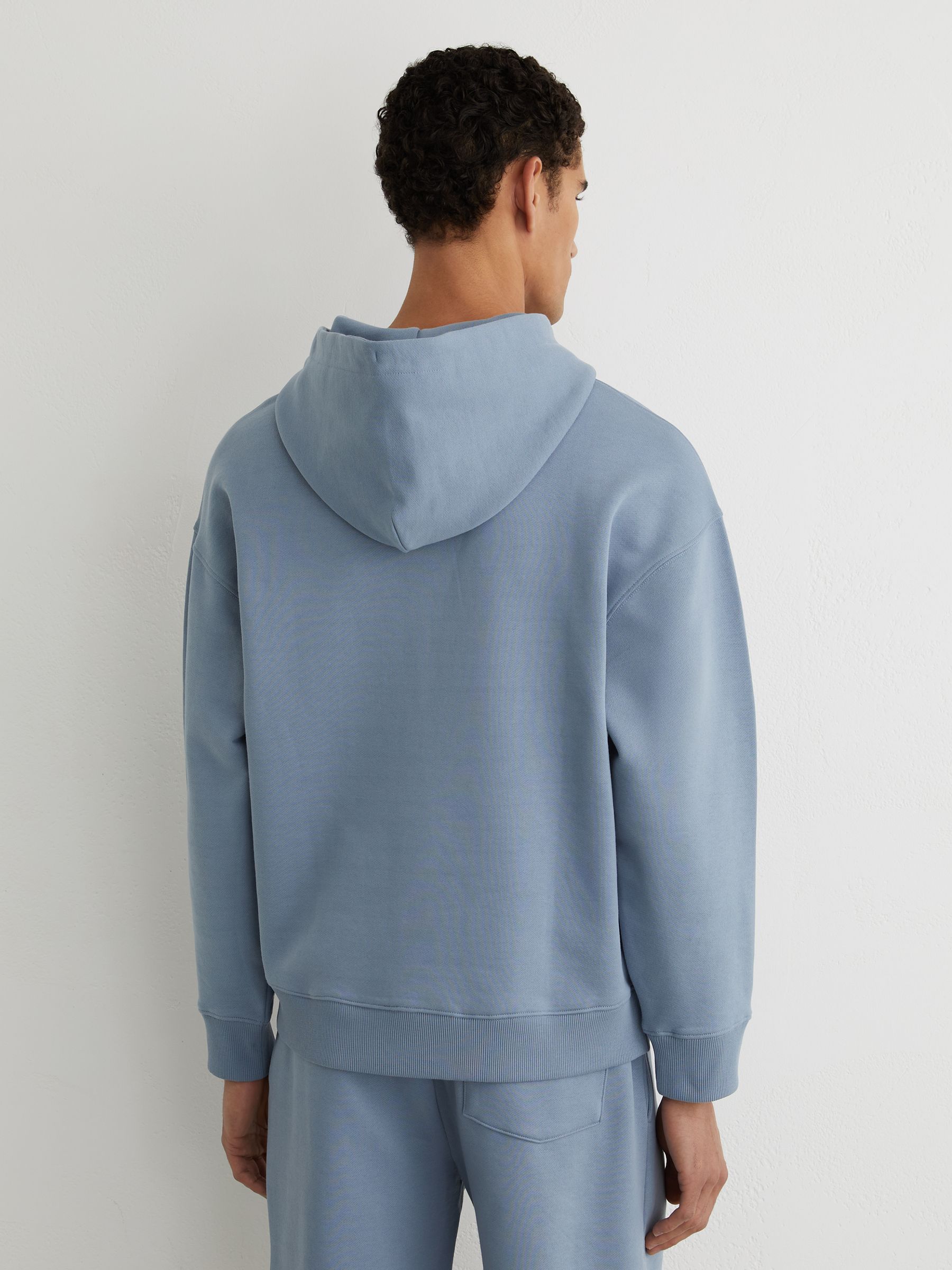 Monogram Embroidered Relaxed Hoodie in Powder Blue - Image 5 of 7