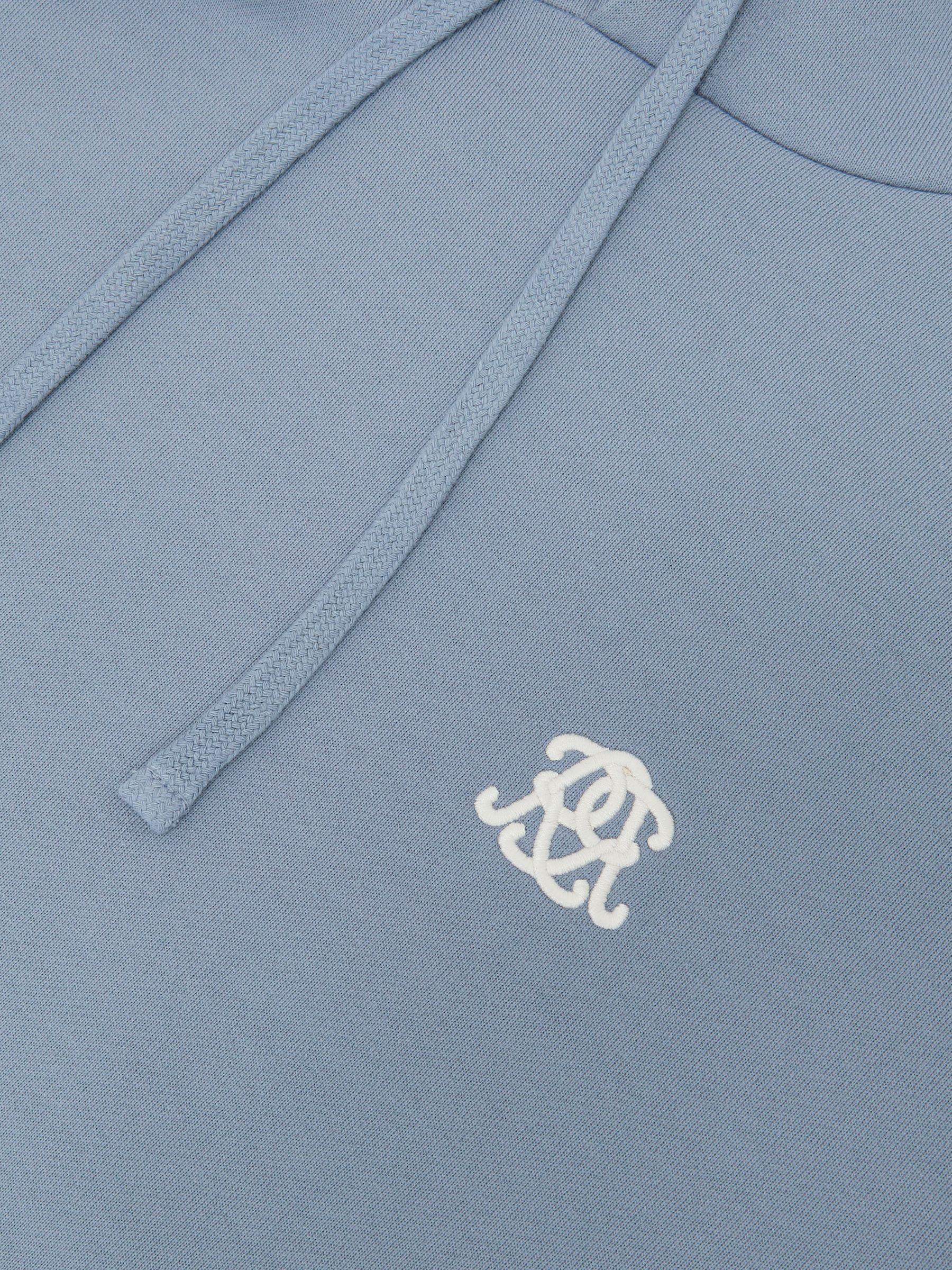 Monogram Embroidered Relaxed Hoodie in Powder Blue - image 3