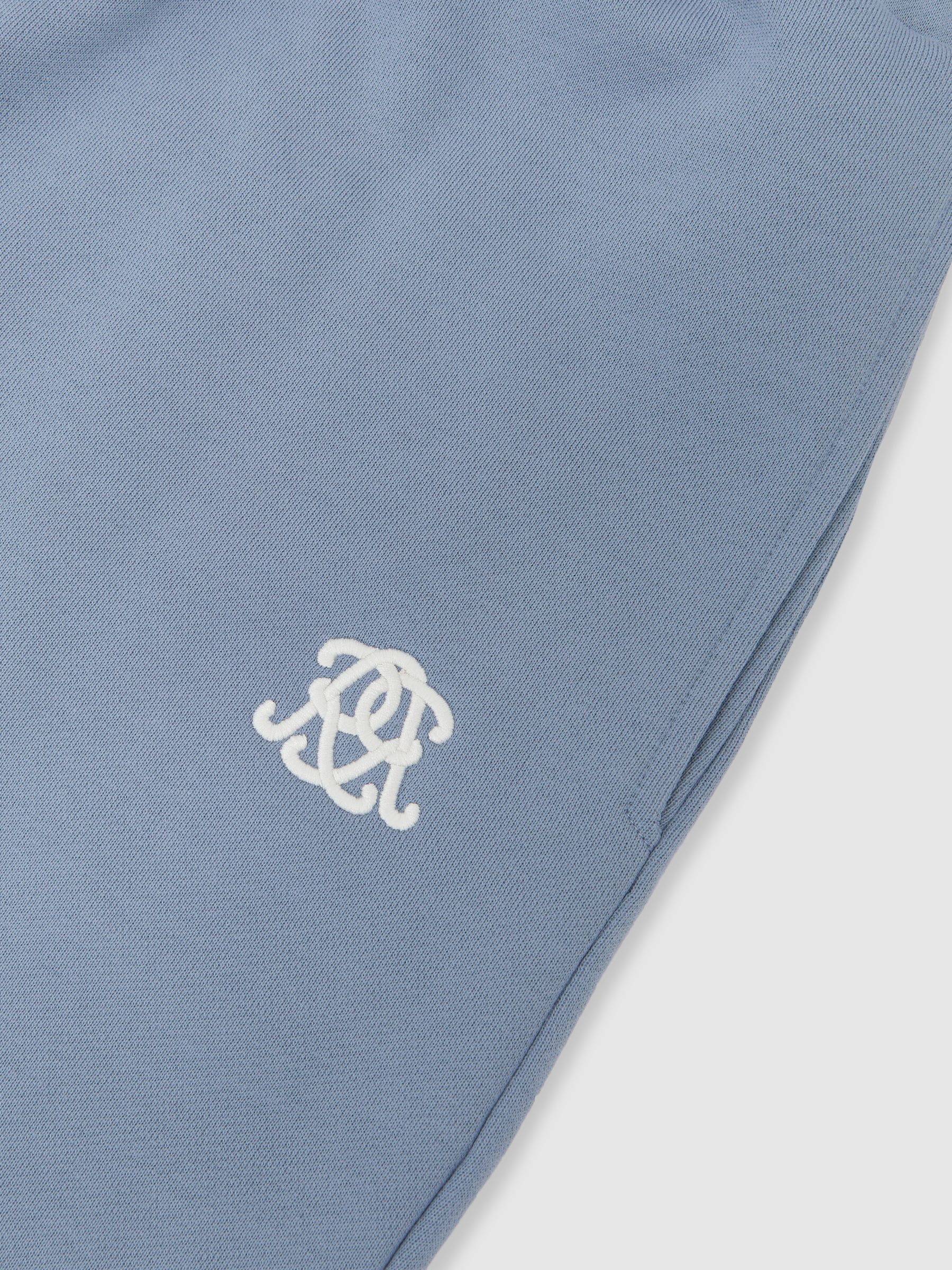 Monogram Embroidered Cotton Shorts in Powder Blue - image 3