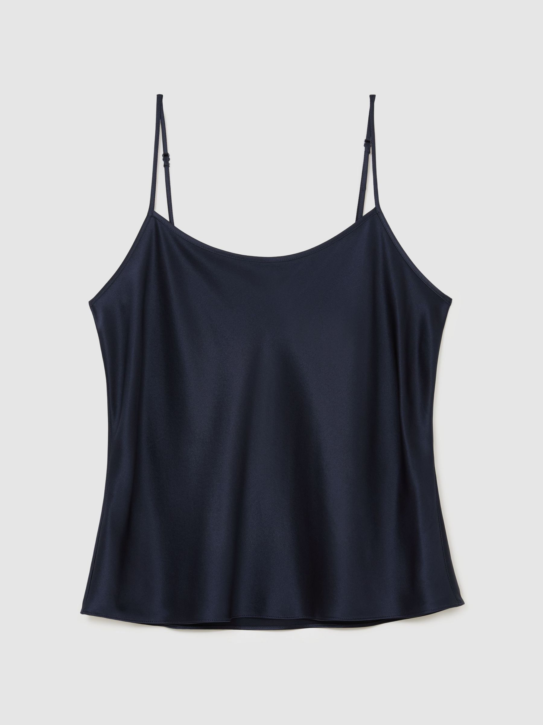 Silk Cami Top in Navy - Image 2 of 5